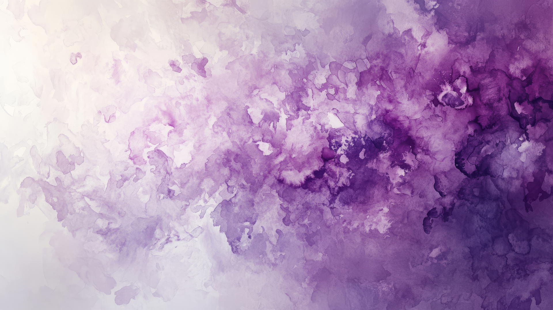 Aesthetic purple watercolor wallpaper with soft splashes of lilac on a light canvas