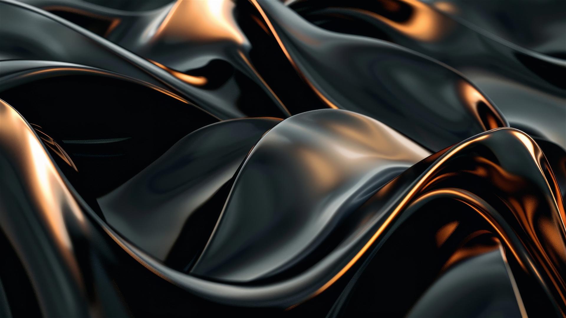 Elegant black and copper flowing shapes on iPhone