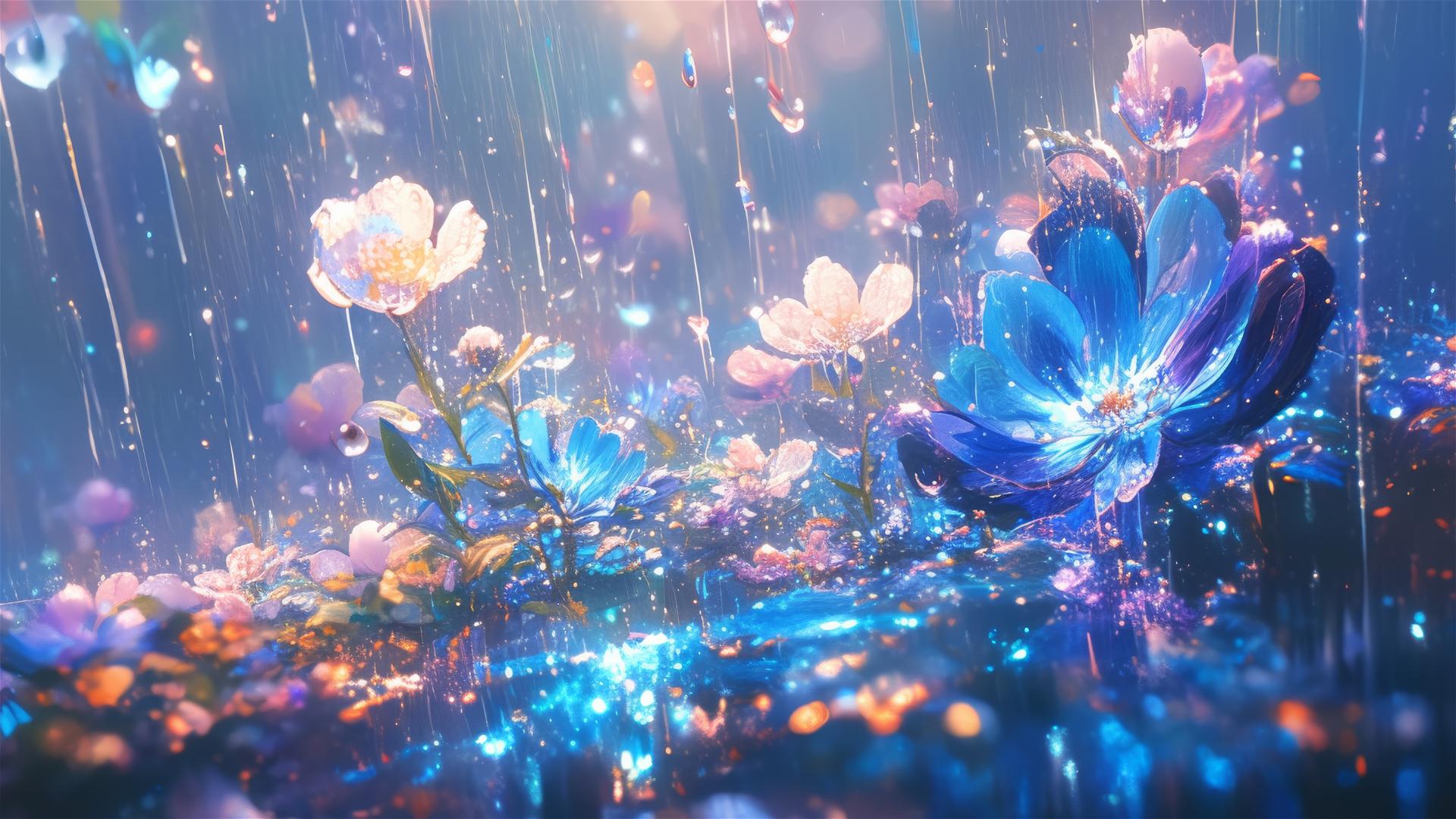 Holographic rain with 3D images of native flora and fauna