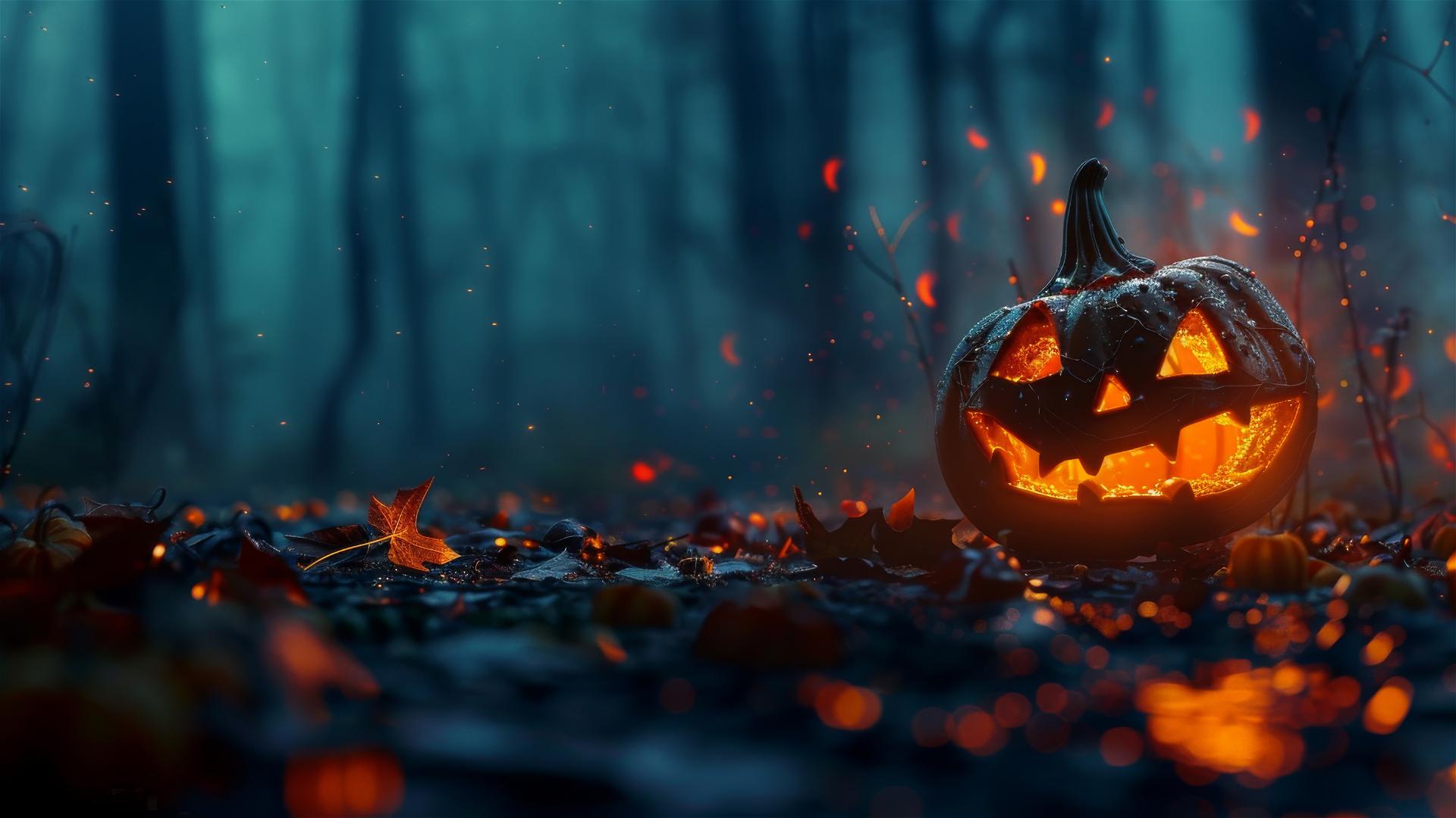Halloween-themed background featuring spooky elements in 4K resolution