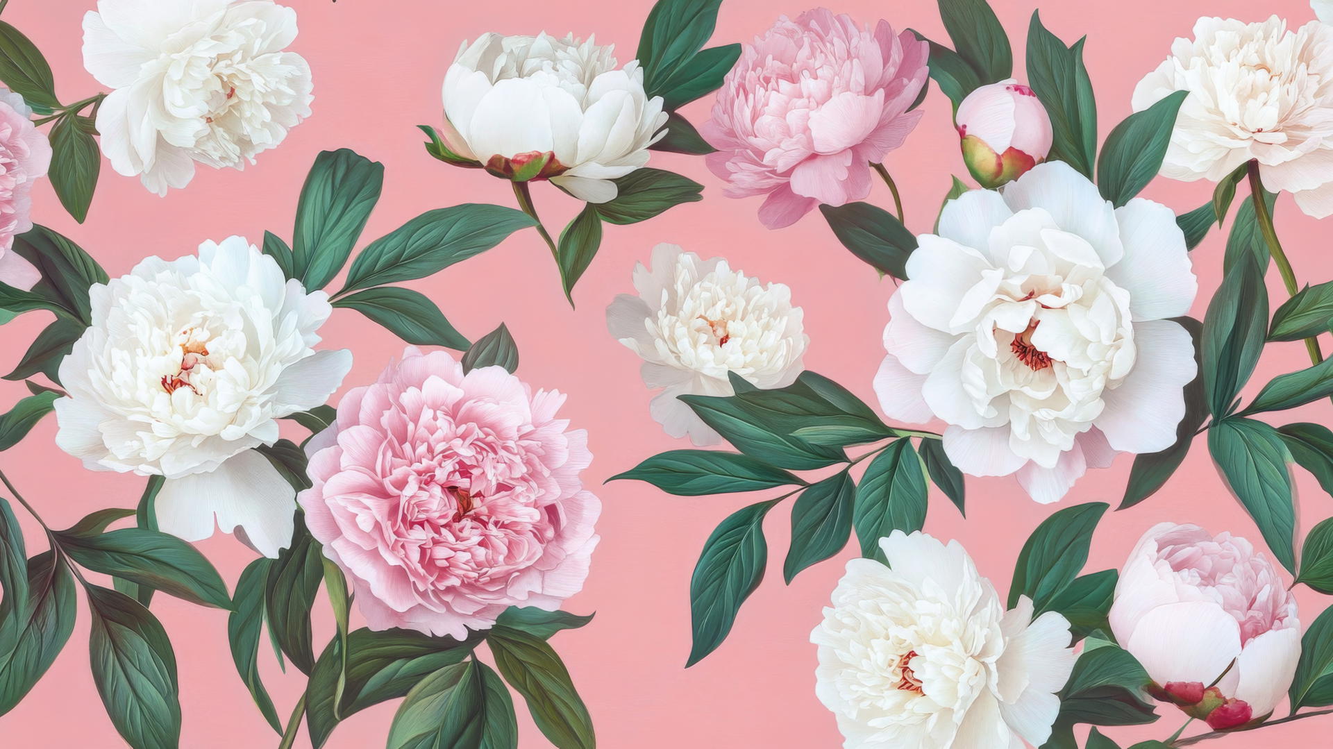preppy pink wallpaper with pink and white peonies on a blush pink background