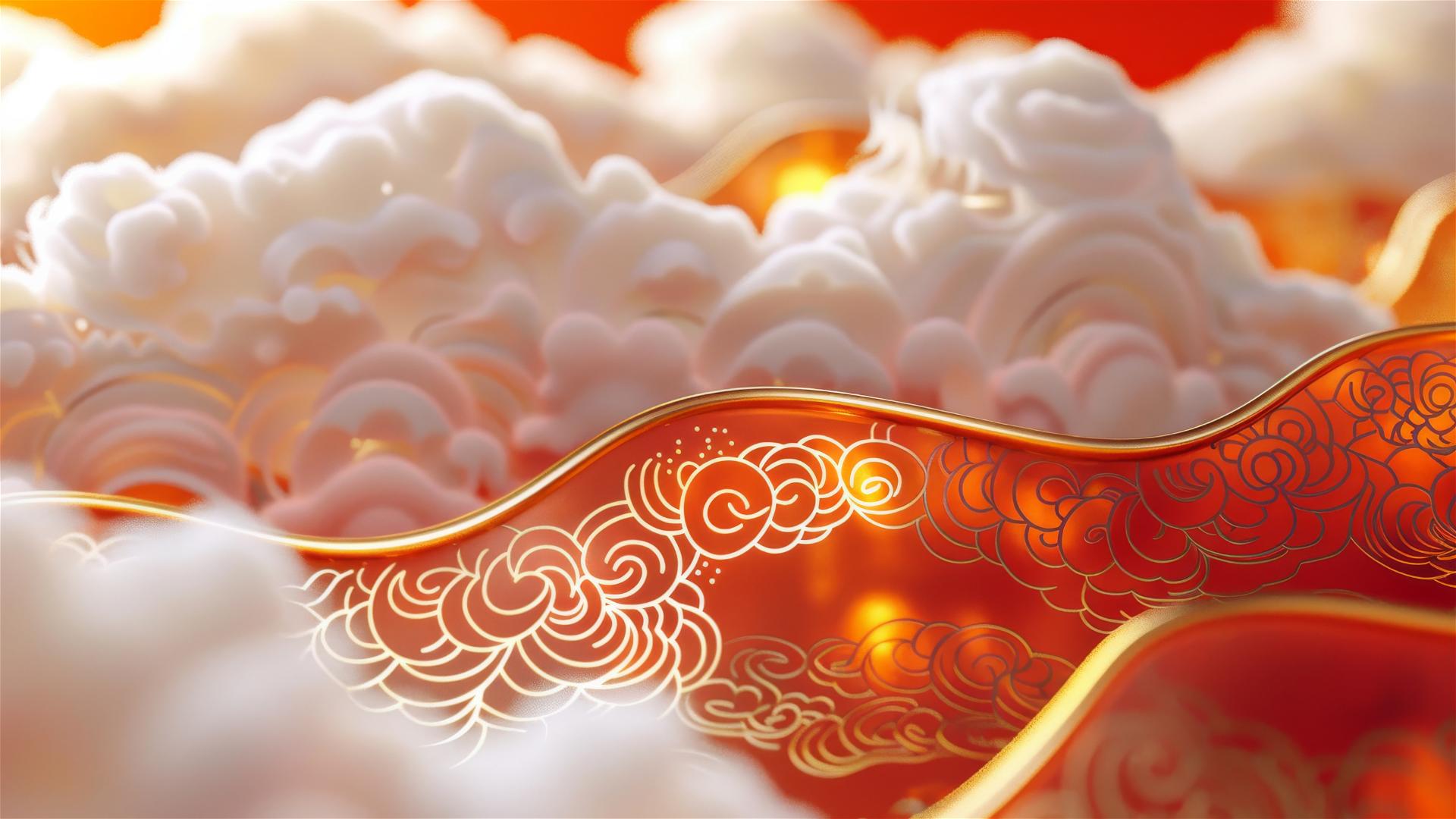 Cloisonne enamel with white and orange Chinese patterns on a red background