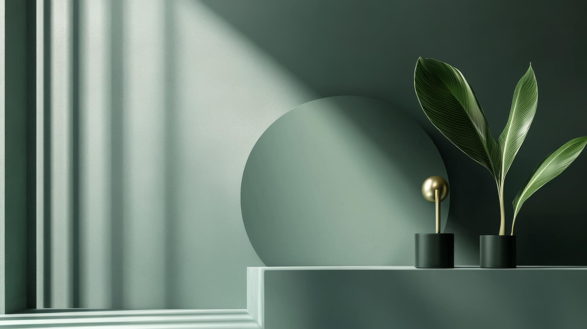 green aesthetic wallpaper with sage green tones and simple geometric shapes with gold accents