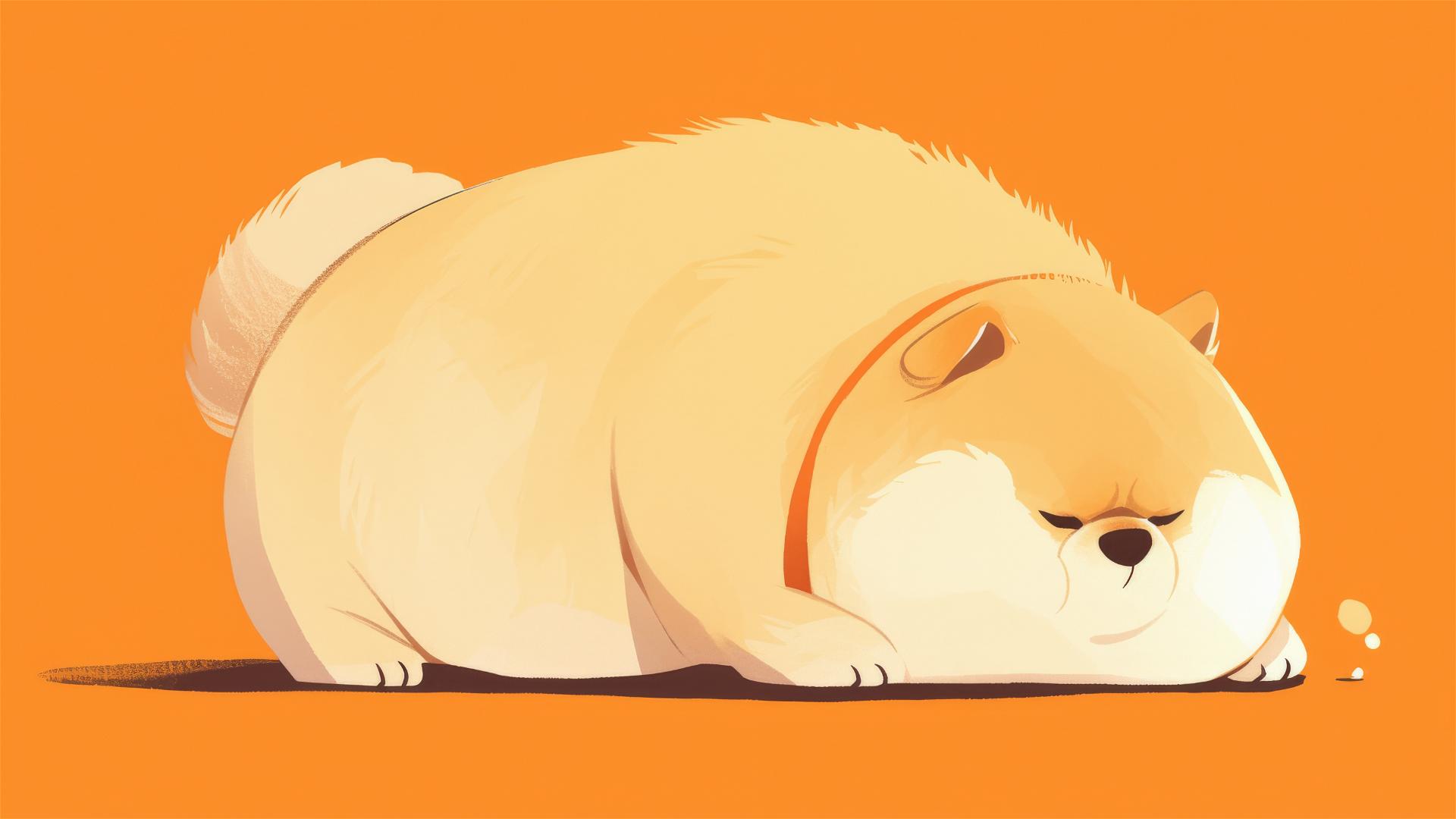 Chubby dog illustration in minimalistic style, 8K detail