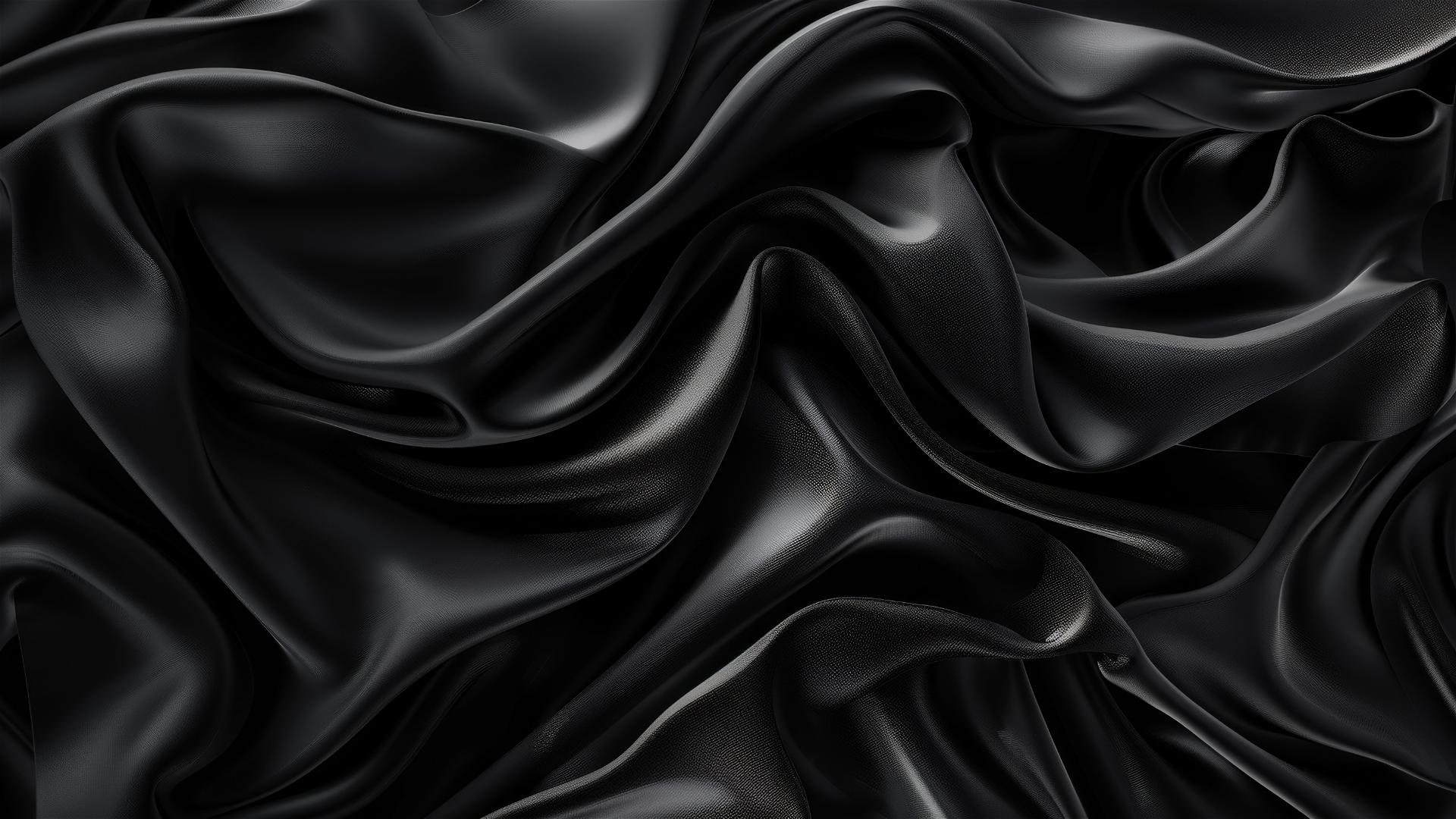 Elegant black velvet flowing shapes on iPhone