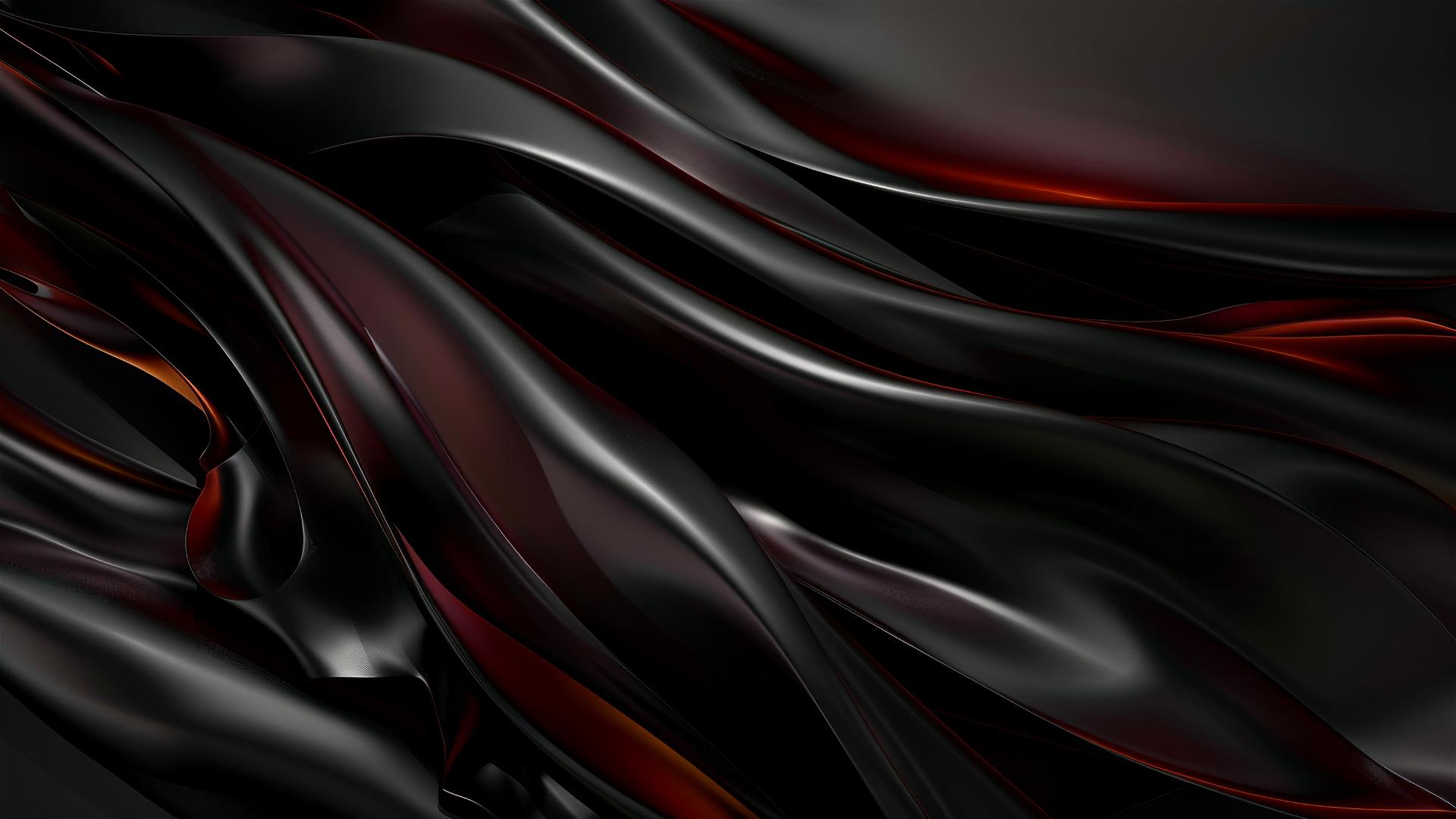 Elegant black garnet flowing shapes on iPhone background