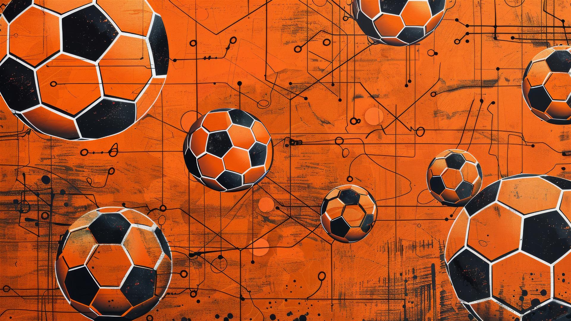Soccer-pattern with orange plan lines
