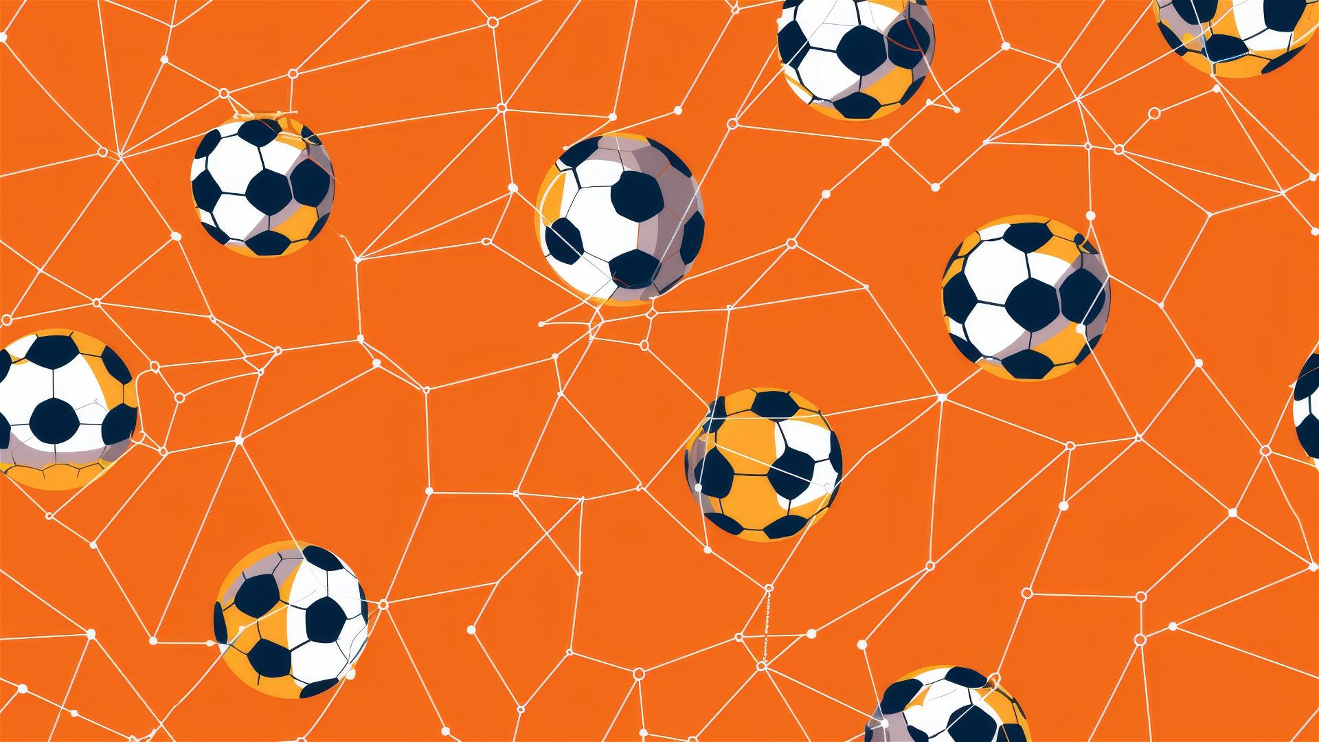 Soccer pattern with plan lines in orange color scheme
