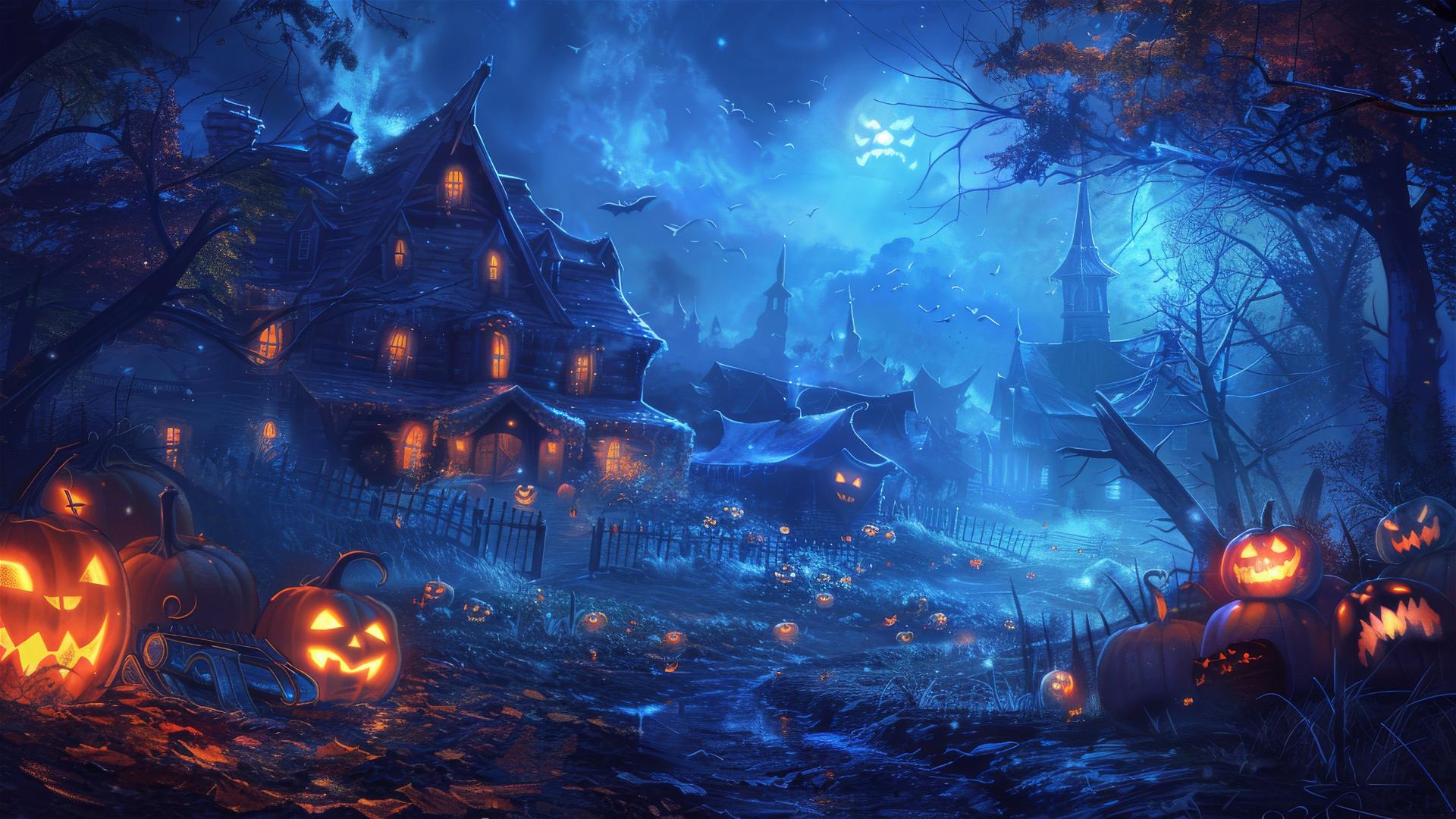 Halloween background with spooky elements.