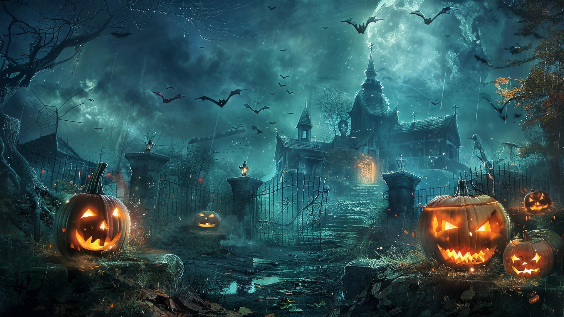 Halloween-themed background with spooky elements in high resolution