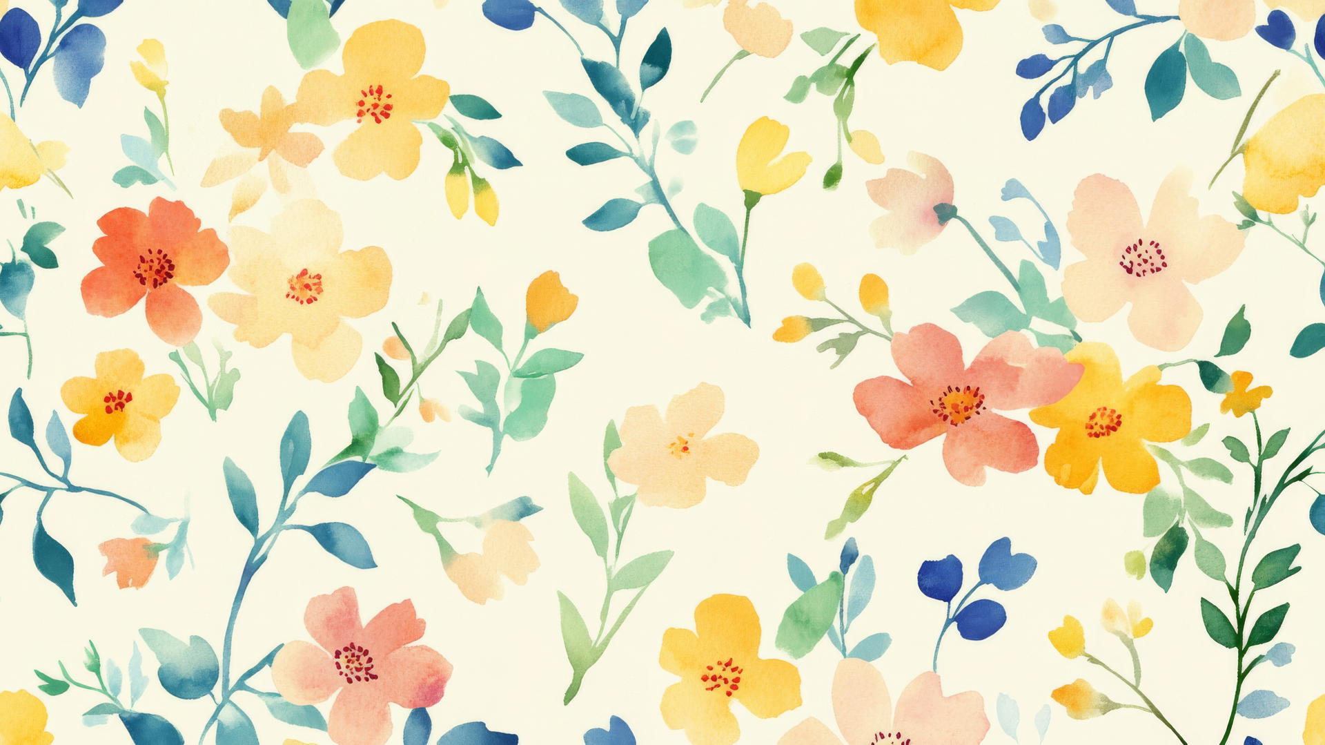 preppy wallpaper with pastel flowers on cream background