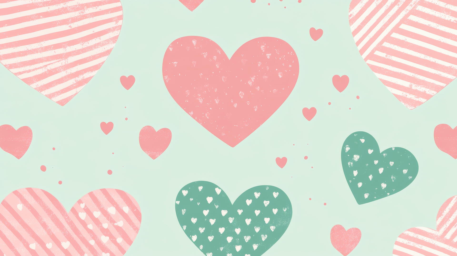 preppy wallpaper with pink and green hearts on pastel backgrounds
