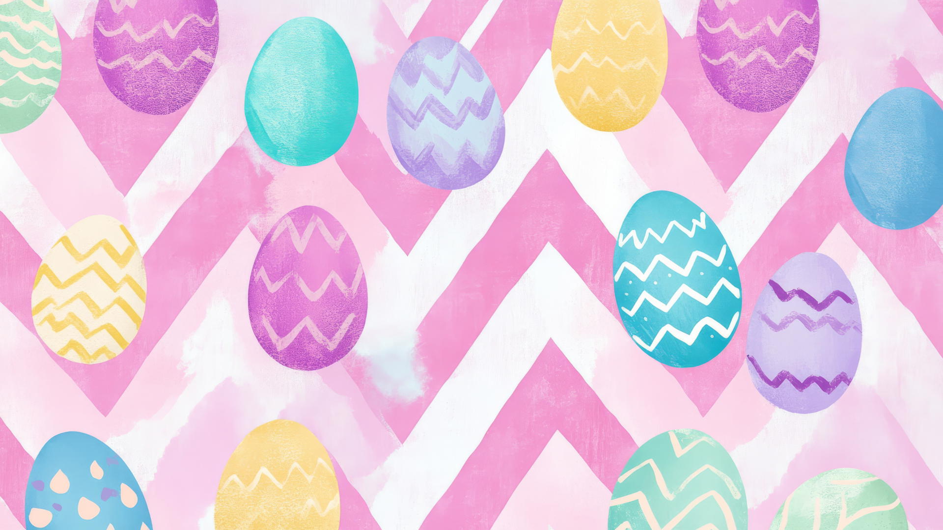 preppy Easter wallpaper with chevron stripes and pastel Easter eggs