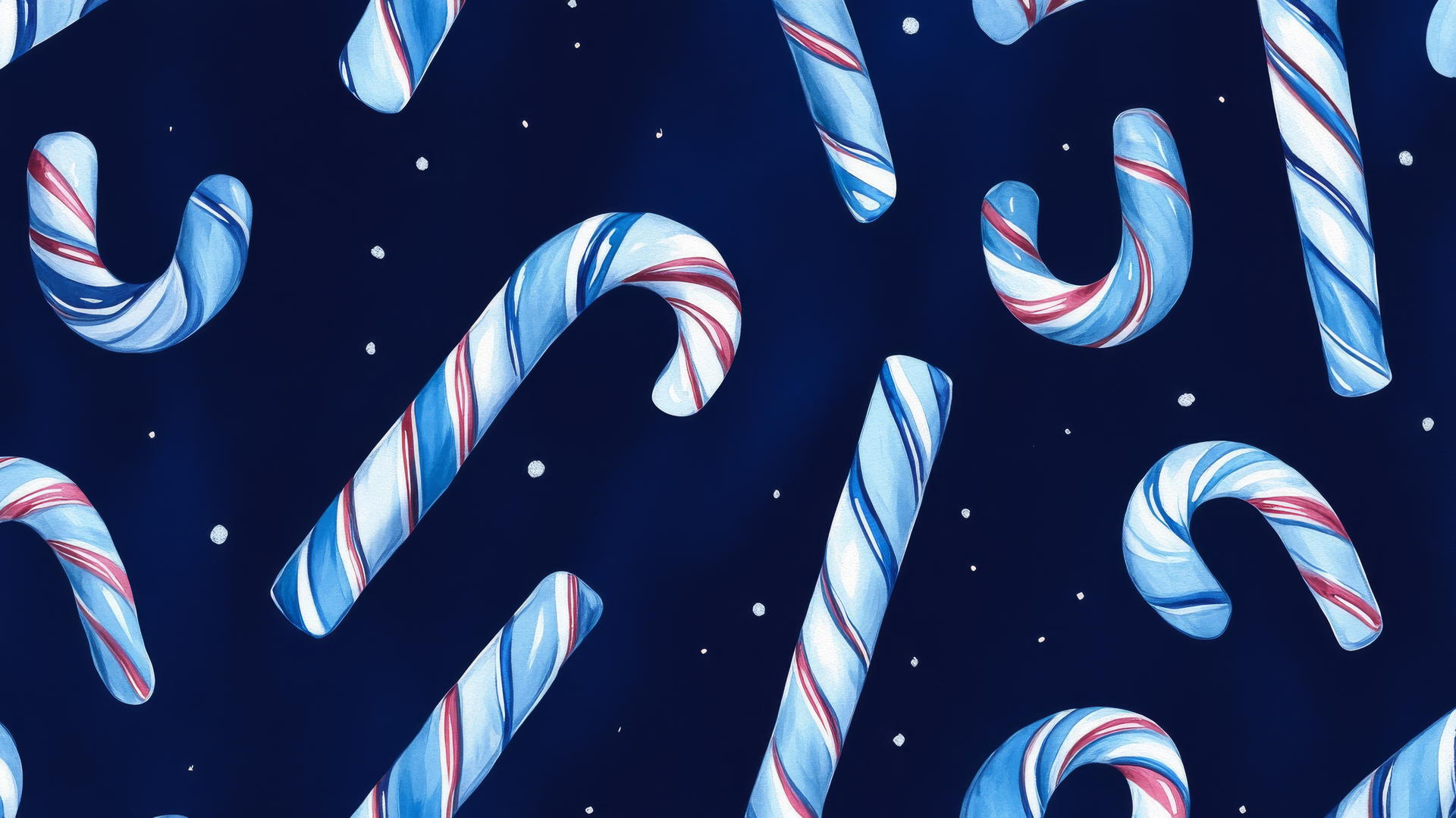 preppy blue wallpaper with blue and white striped candy canes on navy blue background