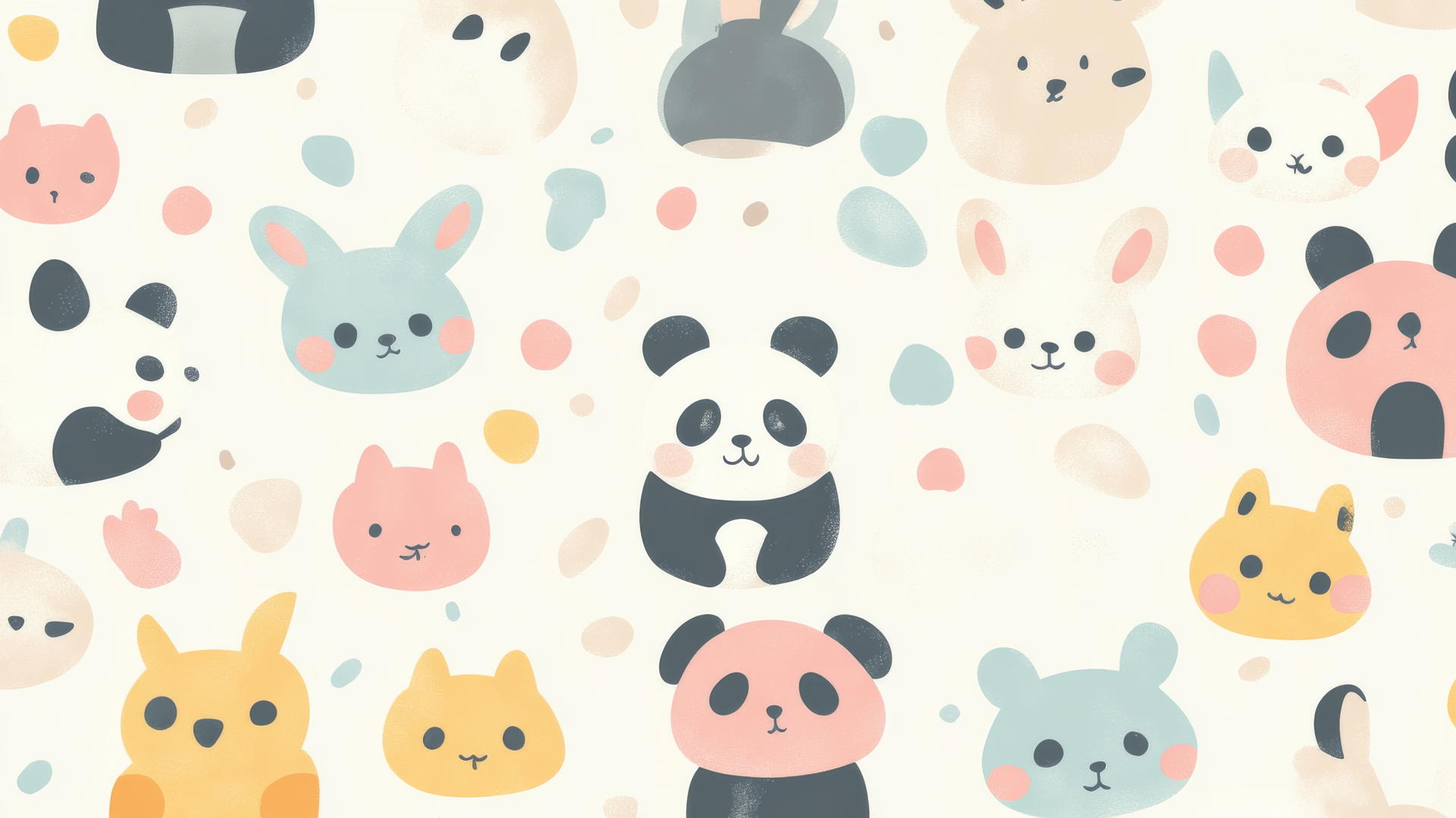 kawaii-inspired animals with soft pastel backgrounds, cute aesthetic wallpapers