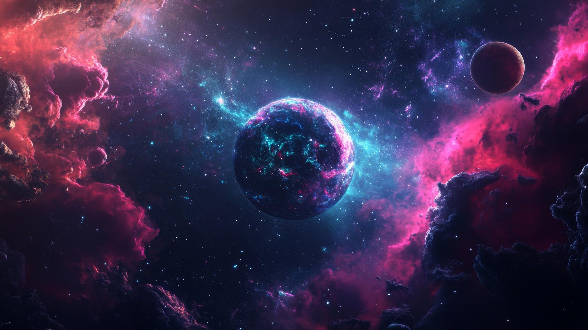 black wallpaper for girls with vibrant cosmic galaxies, stars, and planets