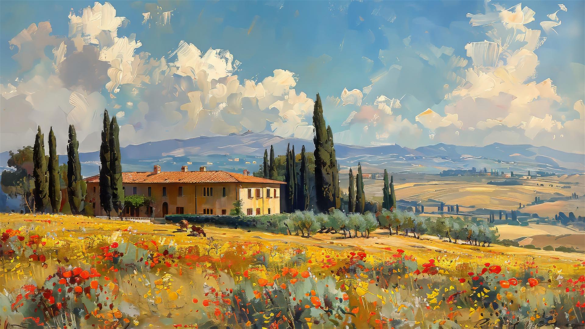 Impressionist view of Tuscany, Italy