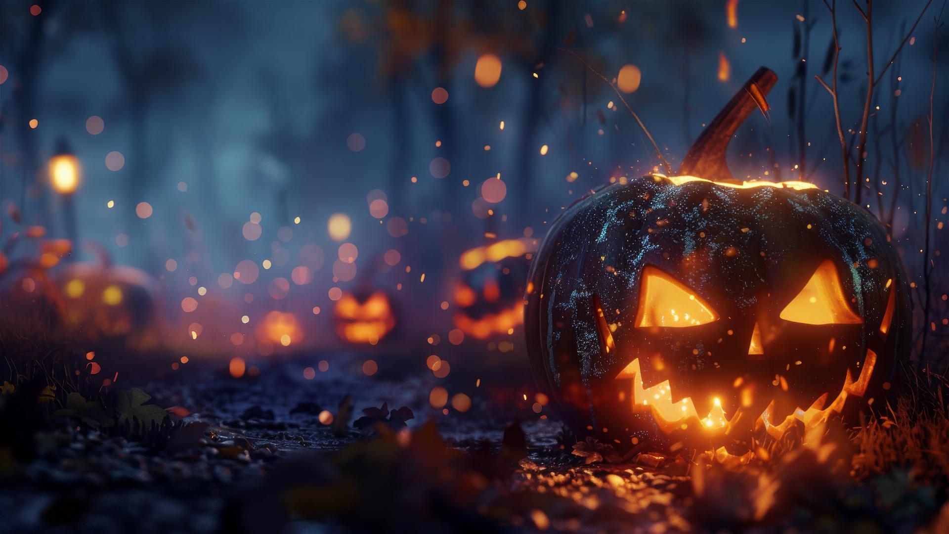 Halloween-themed background with spooky elements