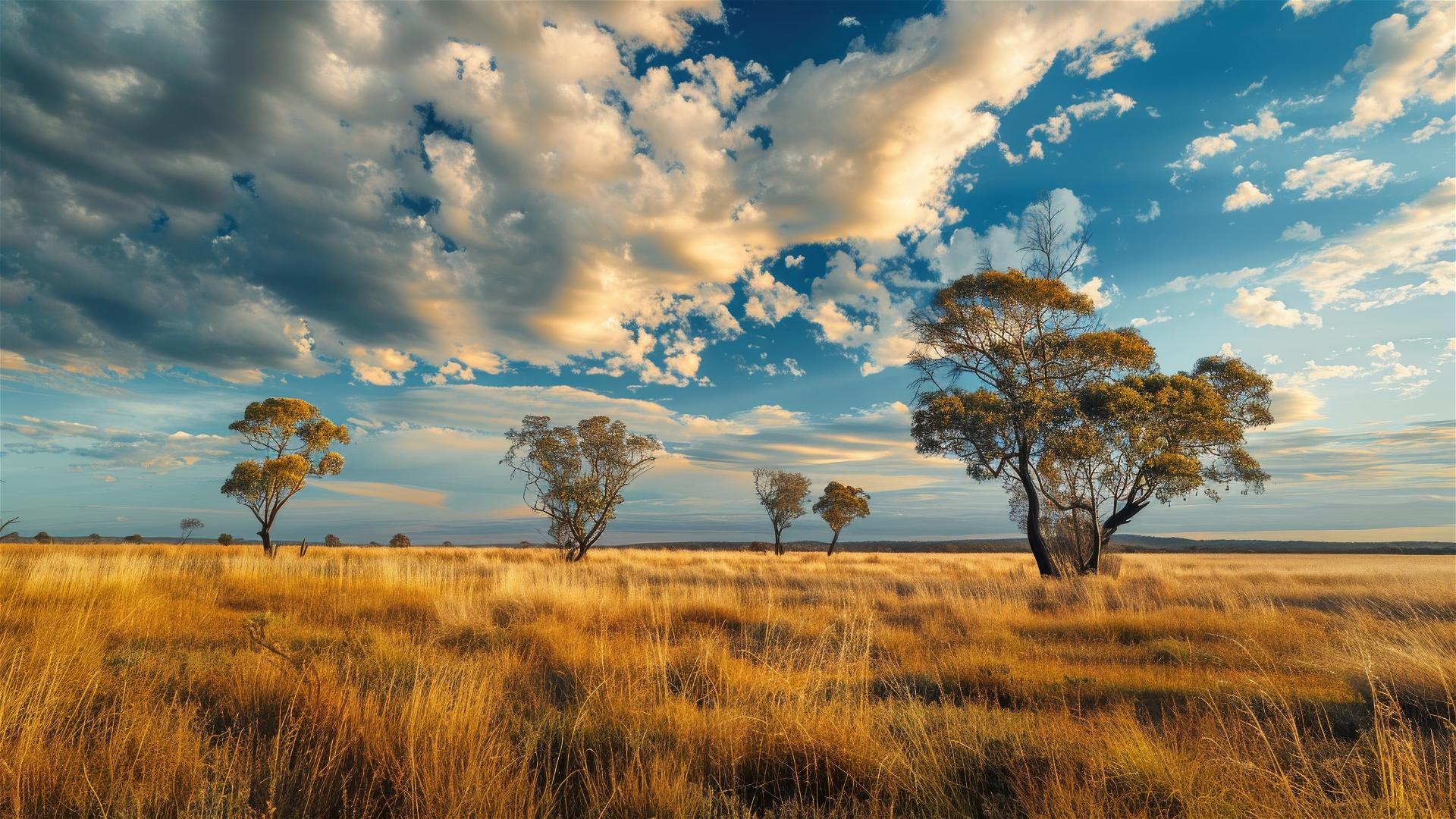 Red Gums on Australia Outback plains in New South Wales