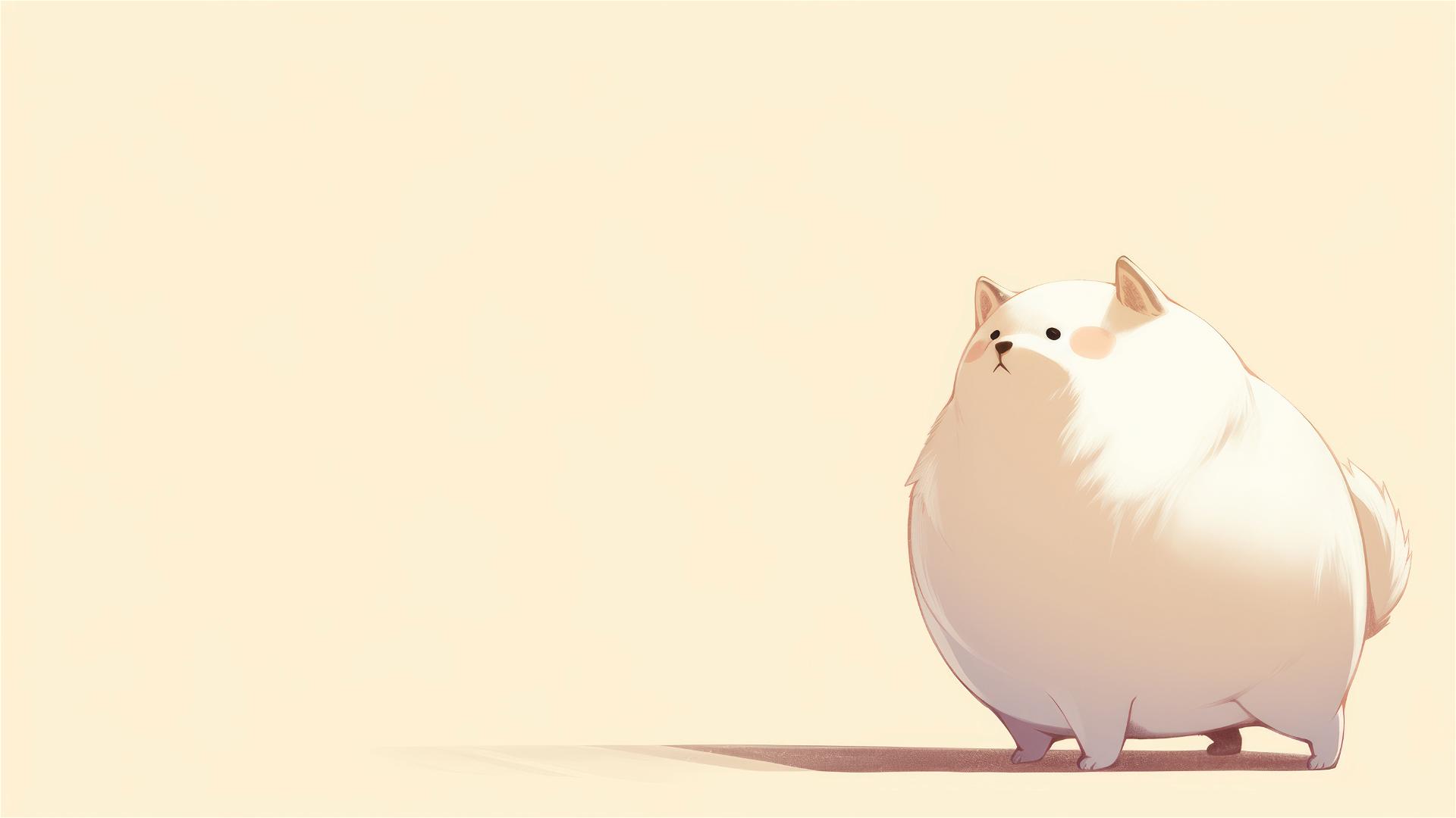 Minimalistic chubby dog design in 8K detail