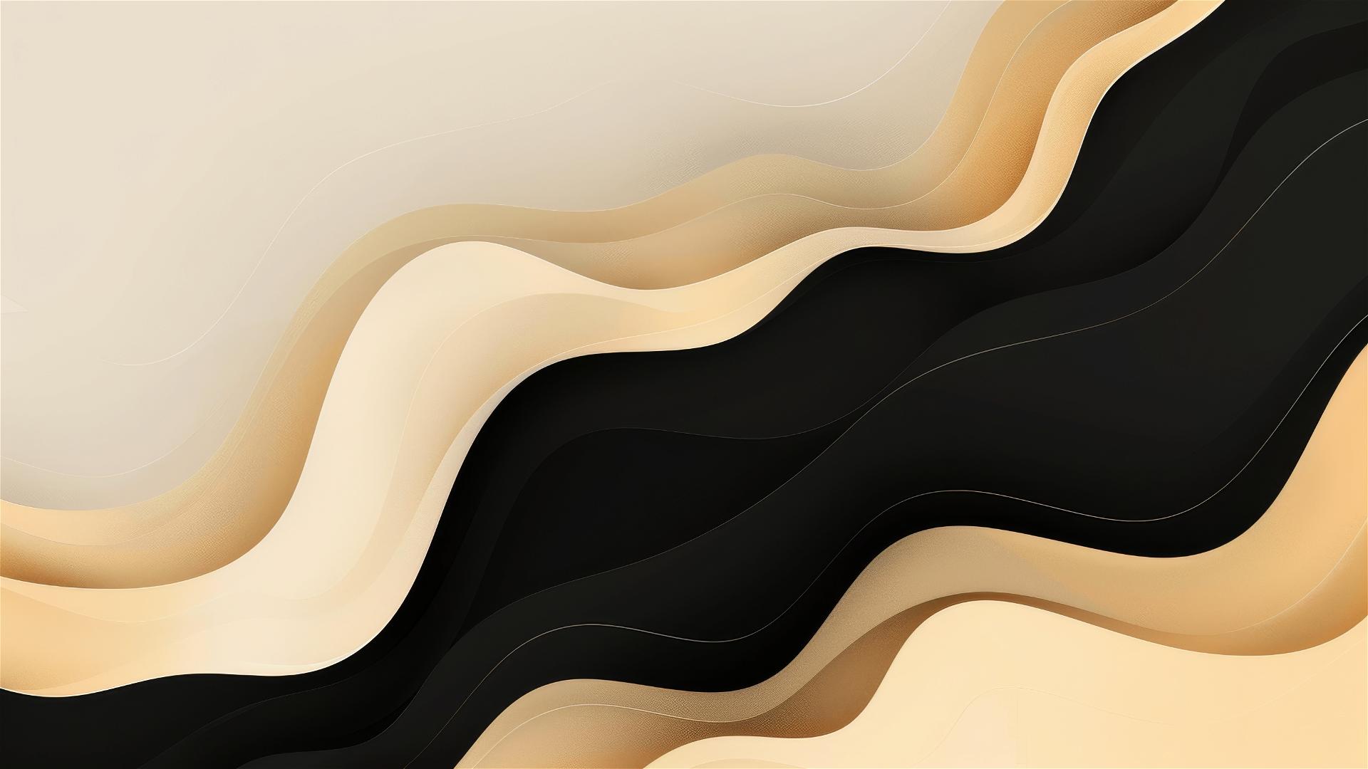 Black and beige flowing shapes on iPhone background