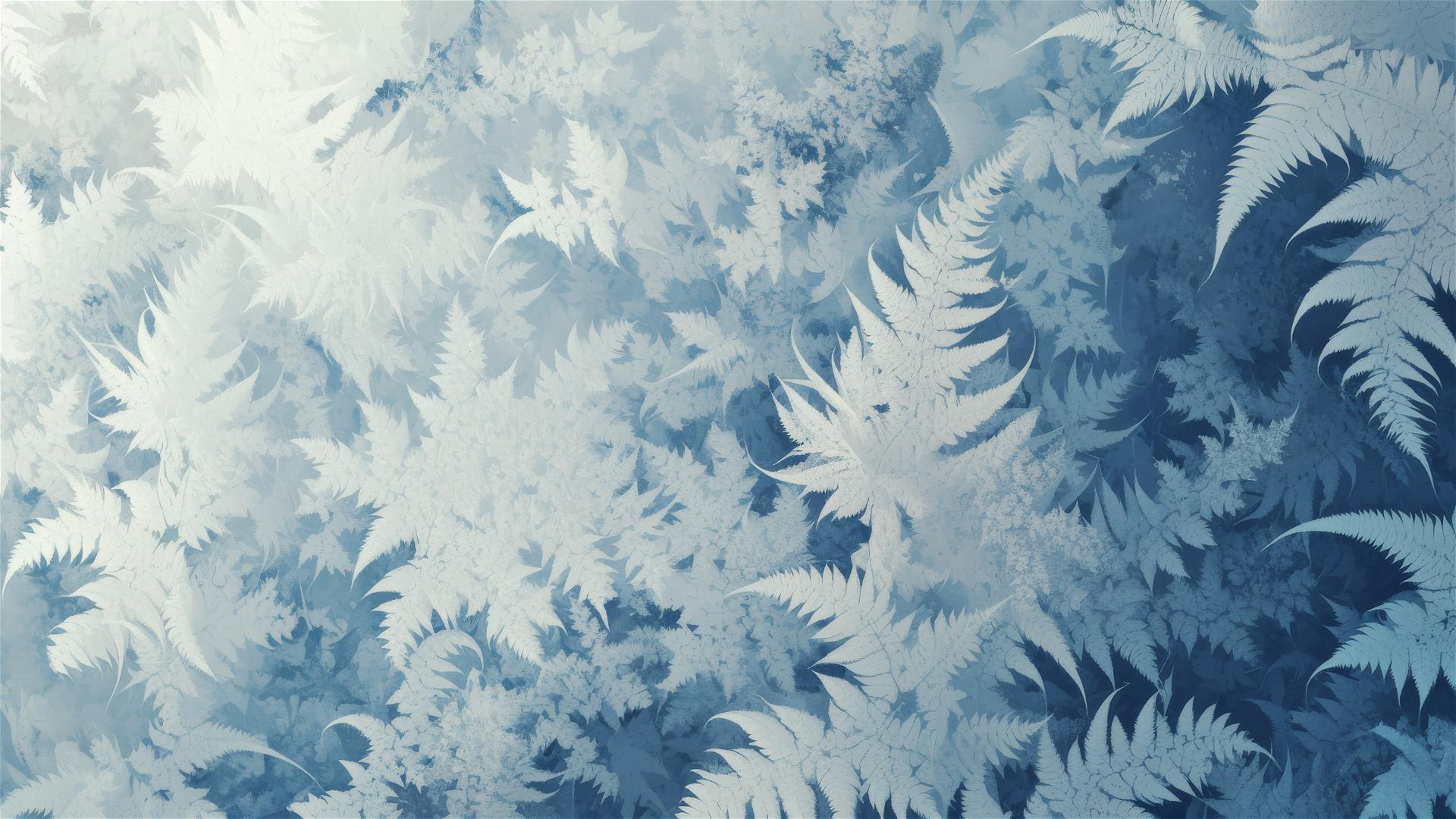 Intricate frost fern patterns mimicking leaf fractals in a glen