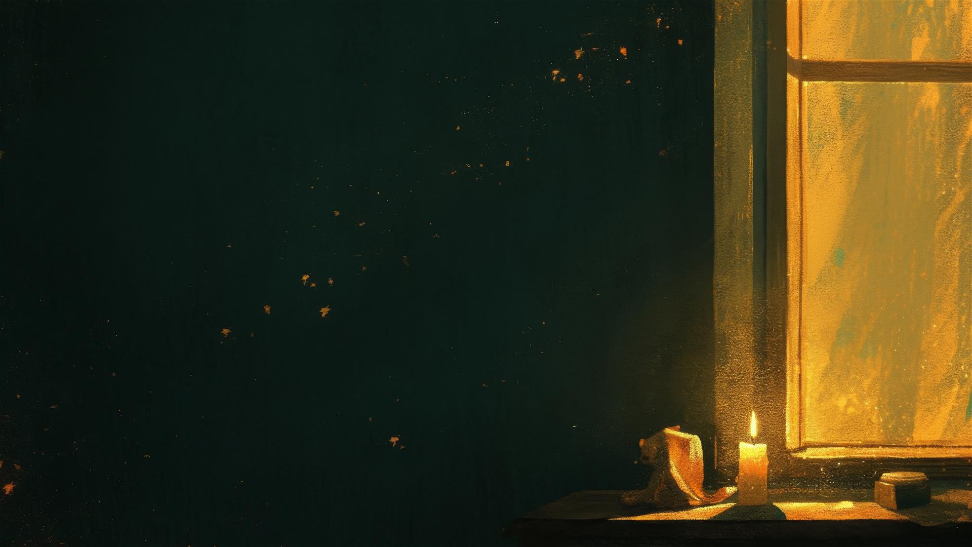 Flickering candle in a dark room conveying fragility