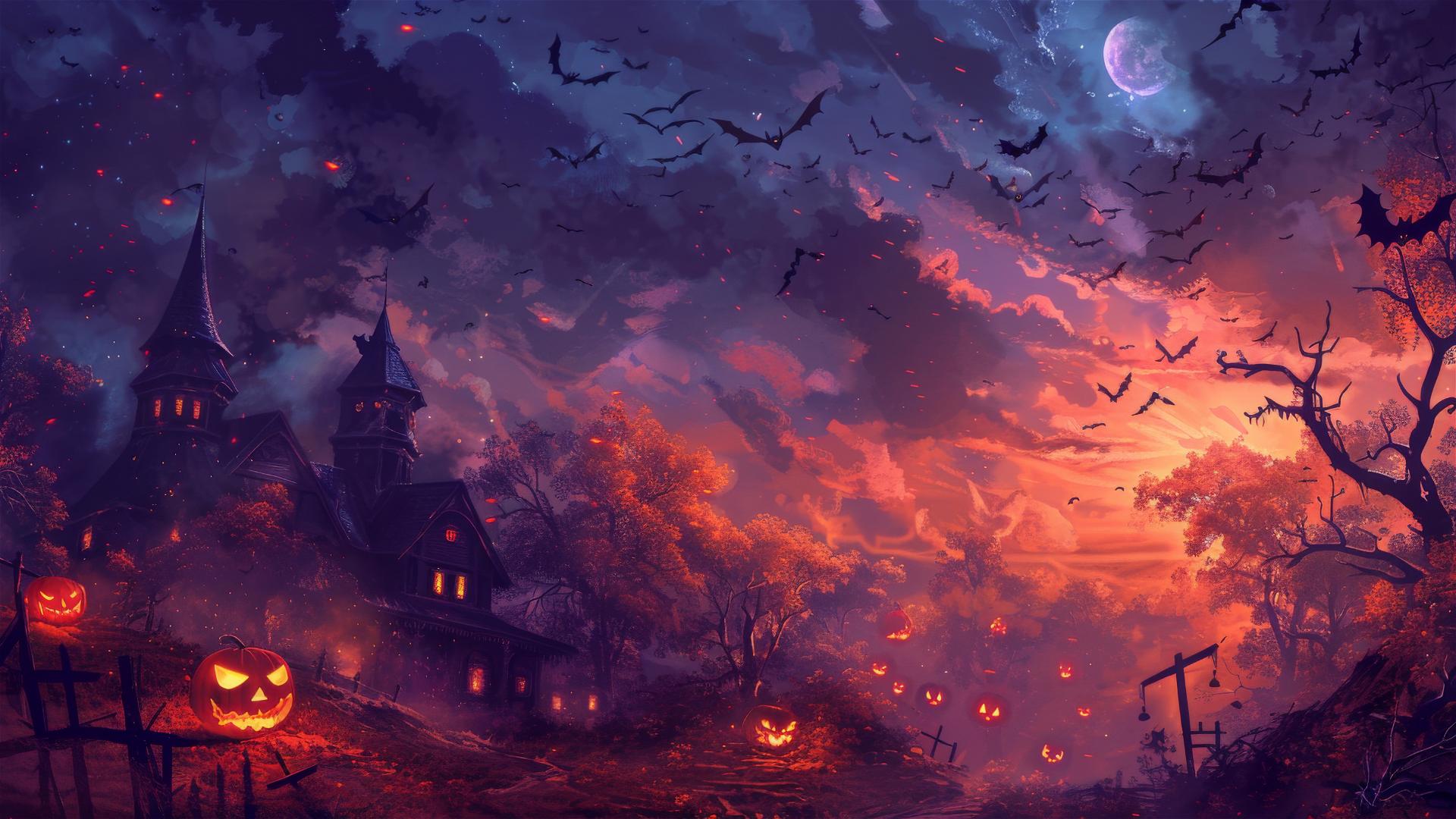 Halloween-themed background with festive elements