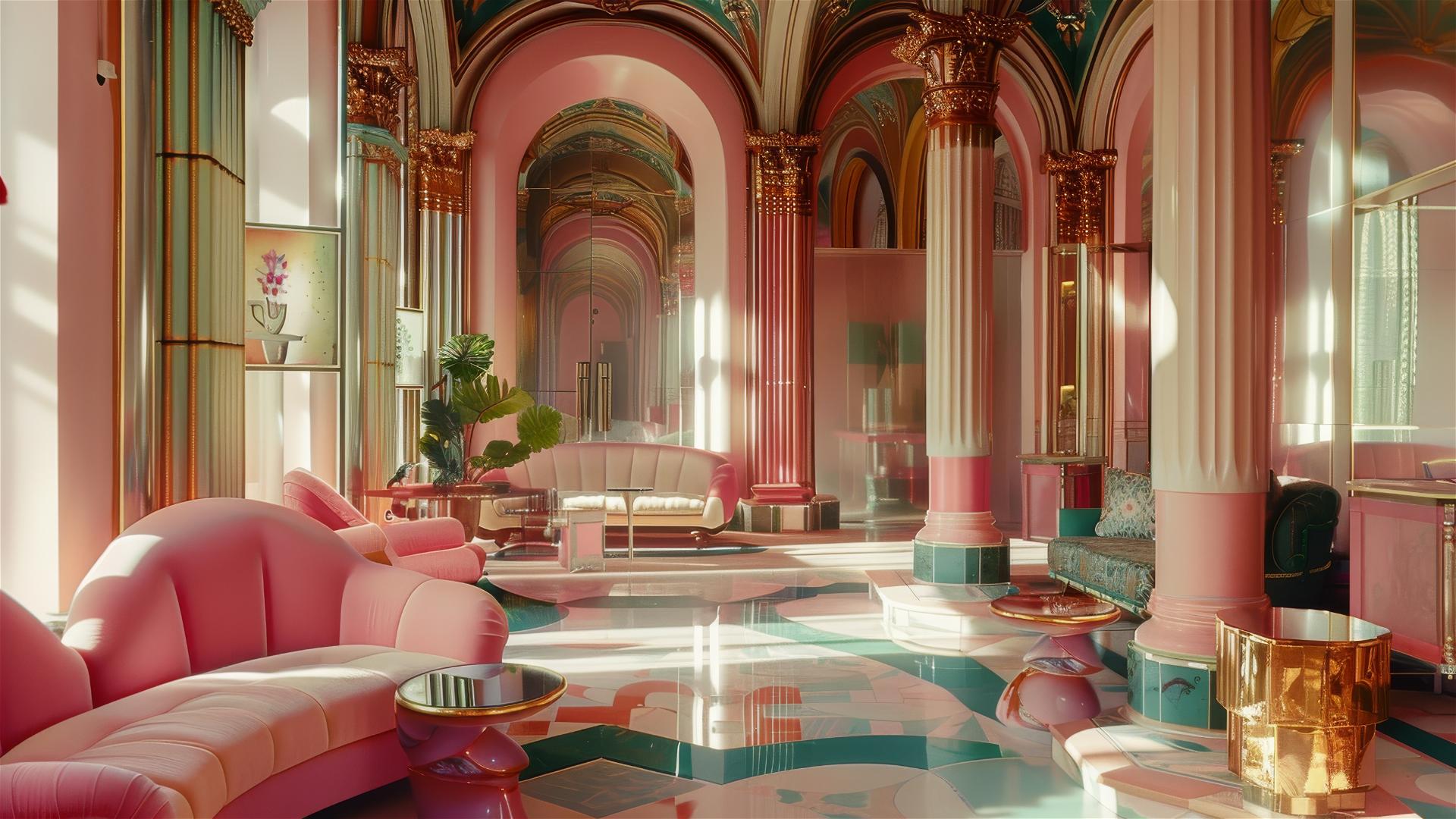 Vibrant Kodak Portra film image of 80s-style architecture