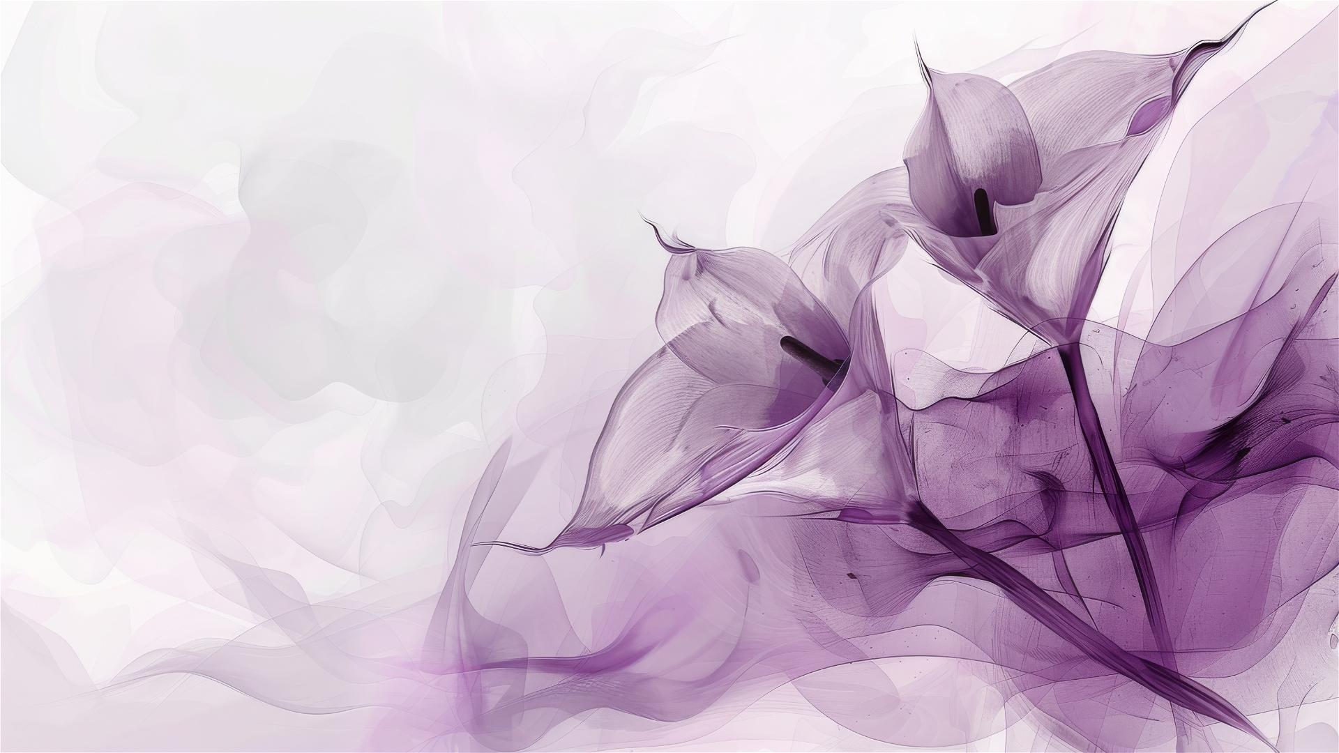 Soft purple Chinese Callalily with elegant calligraphy and dreamy vibe