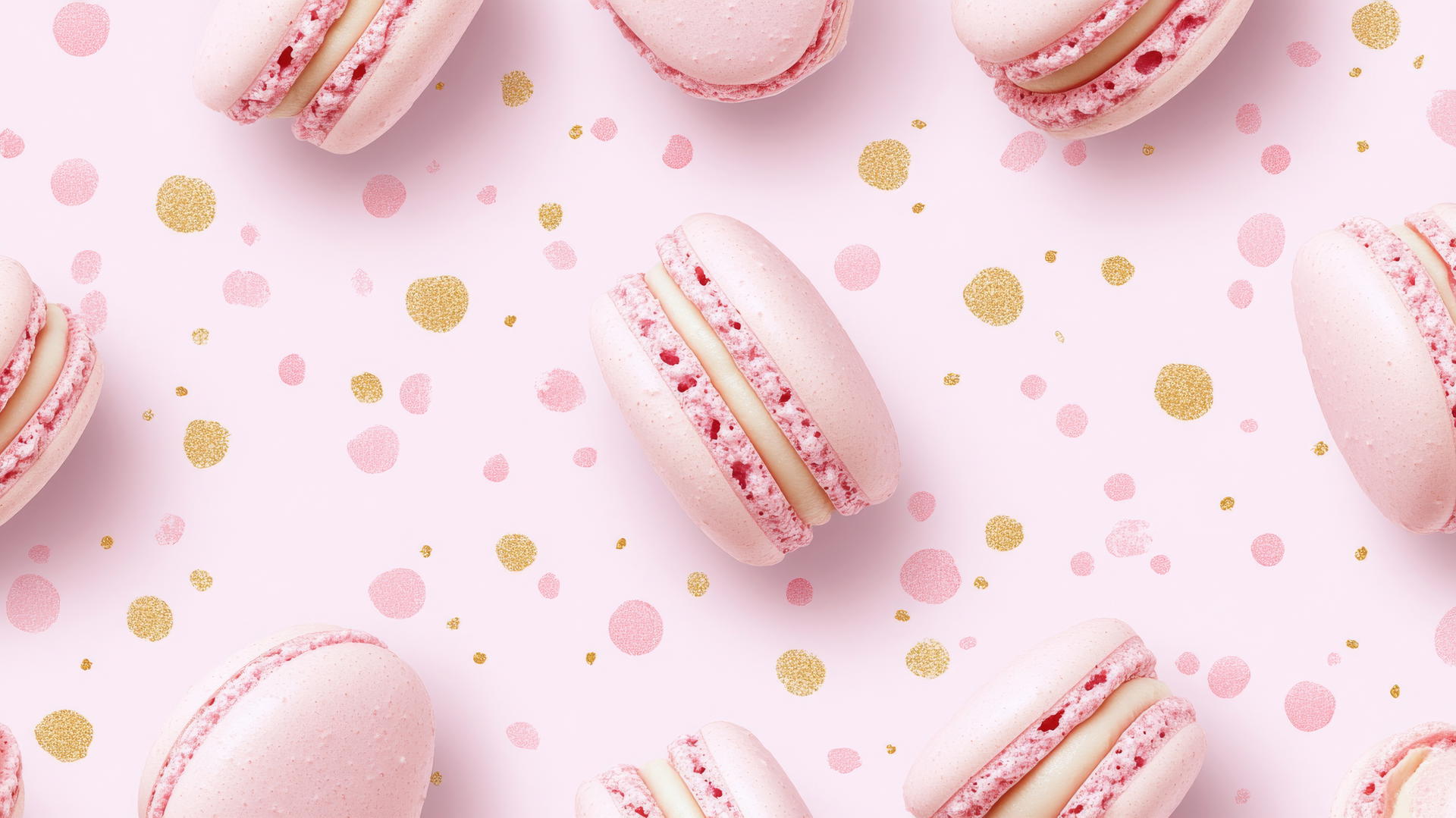 preppy wallpaper pink with playful pattern of pink macarons and pastel confetti