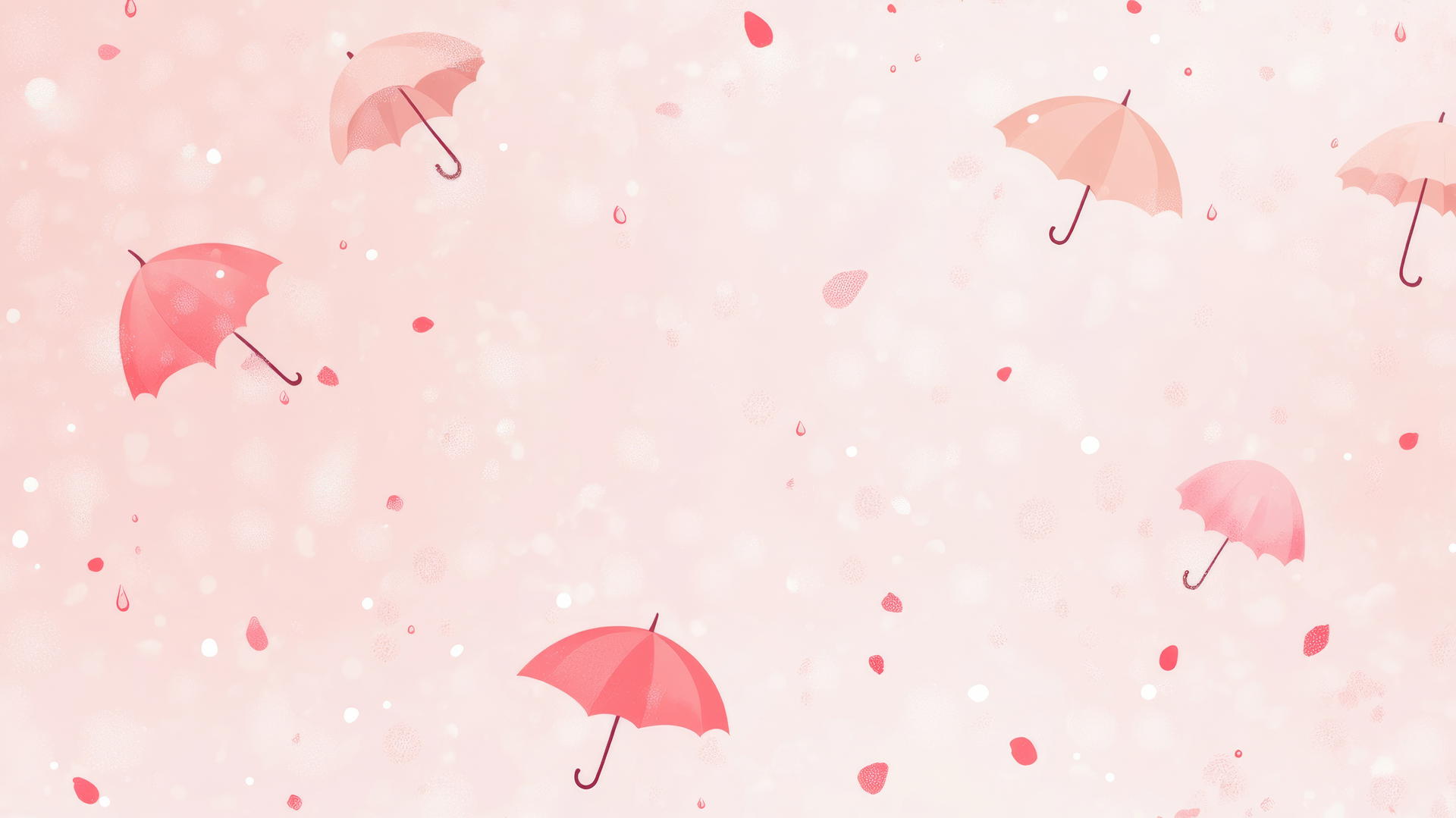 pink wallpaper cute with tiny raindrops and umbrellas