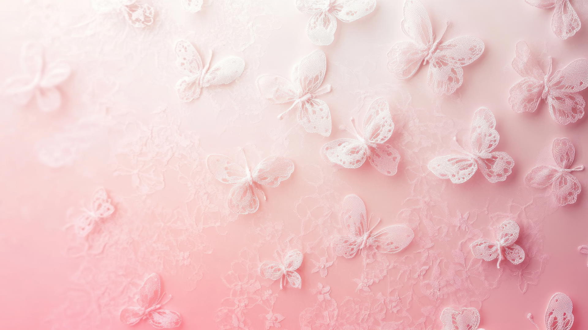 cute pink wallpaper with pastel pink ombre, lace patterns, and small bows