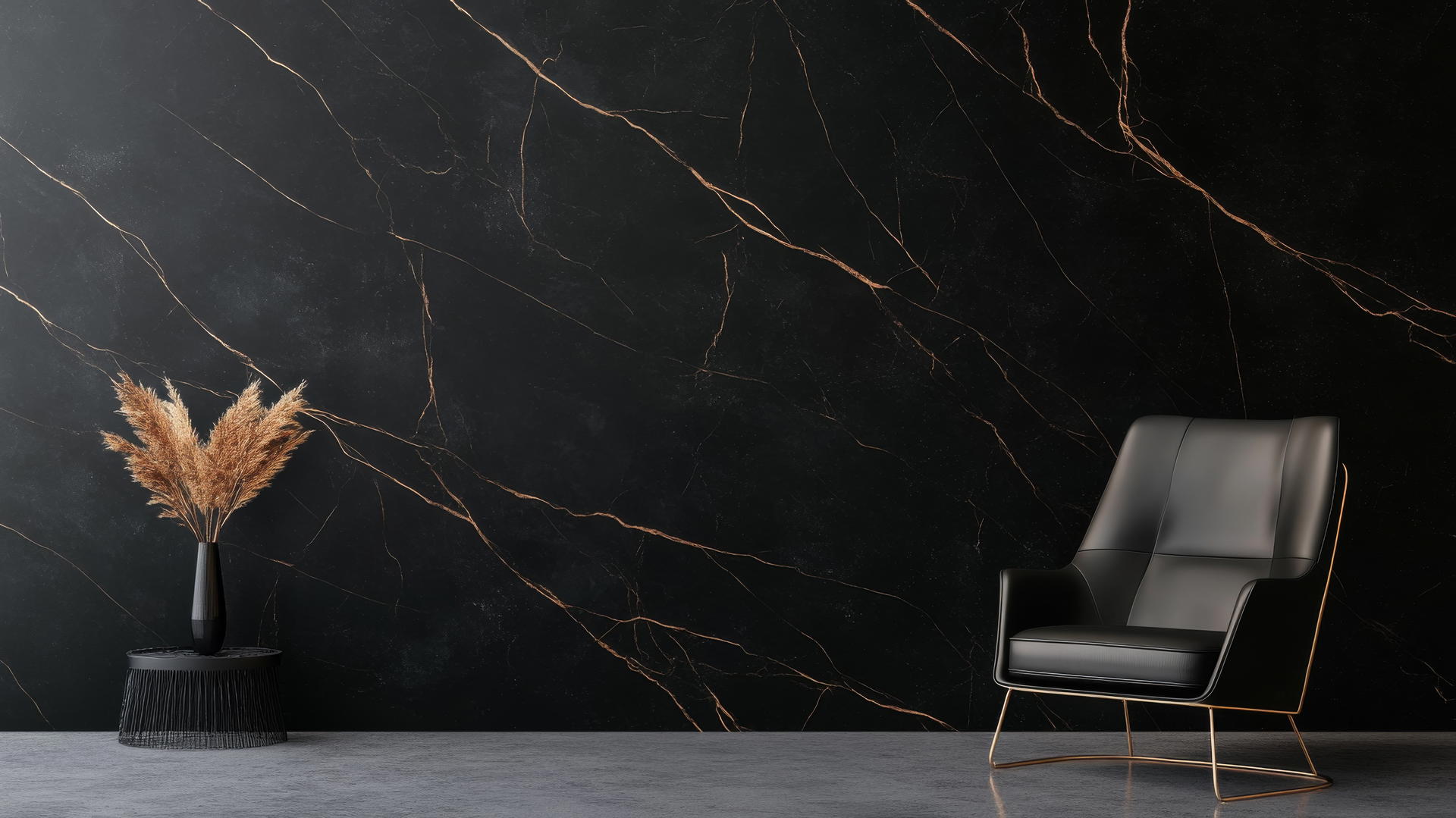 modern black wallpaper with metallic rose gold marble pattern, black wallpaper for girls