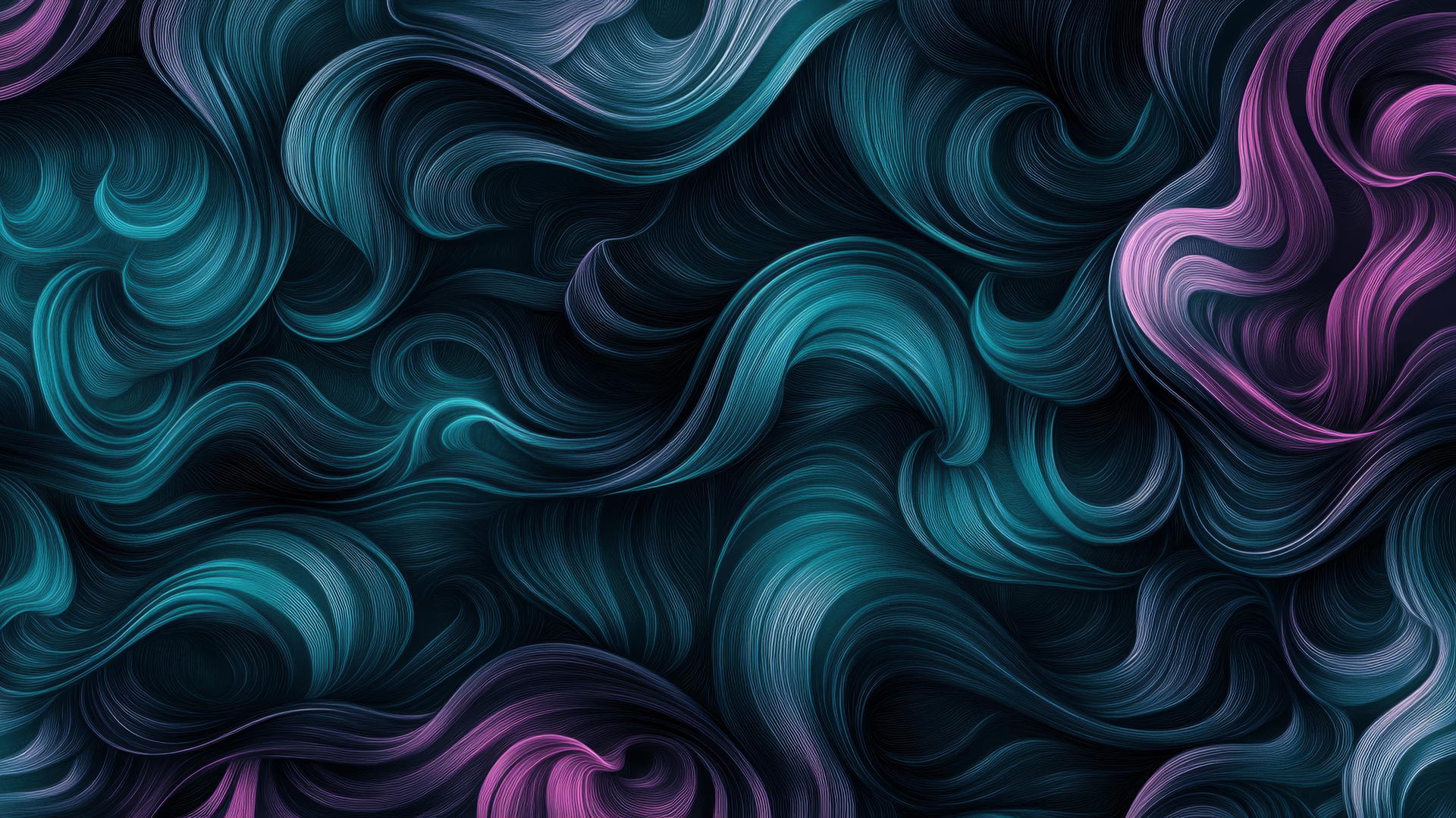 Black wallpaper for girls with subtle waves of dark purple and teal