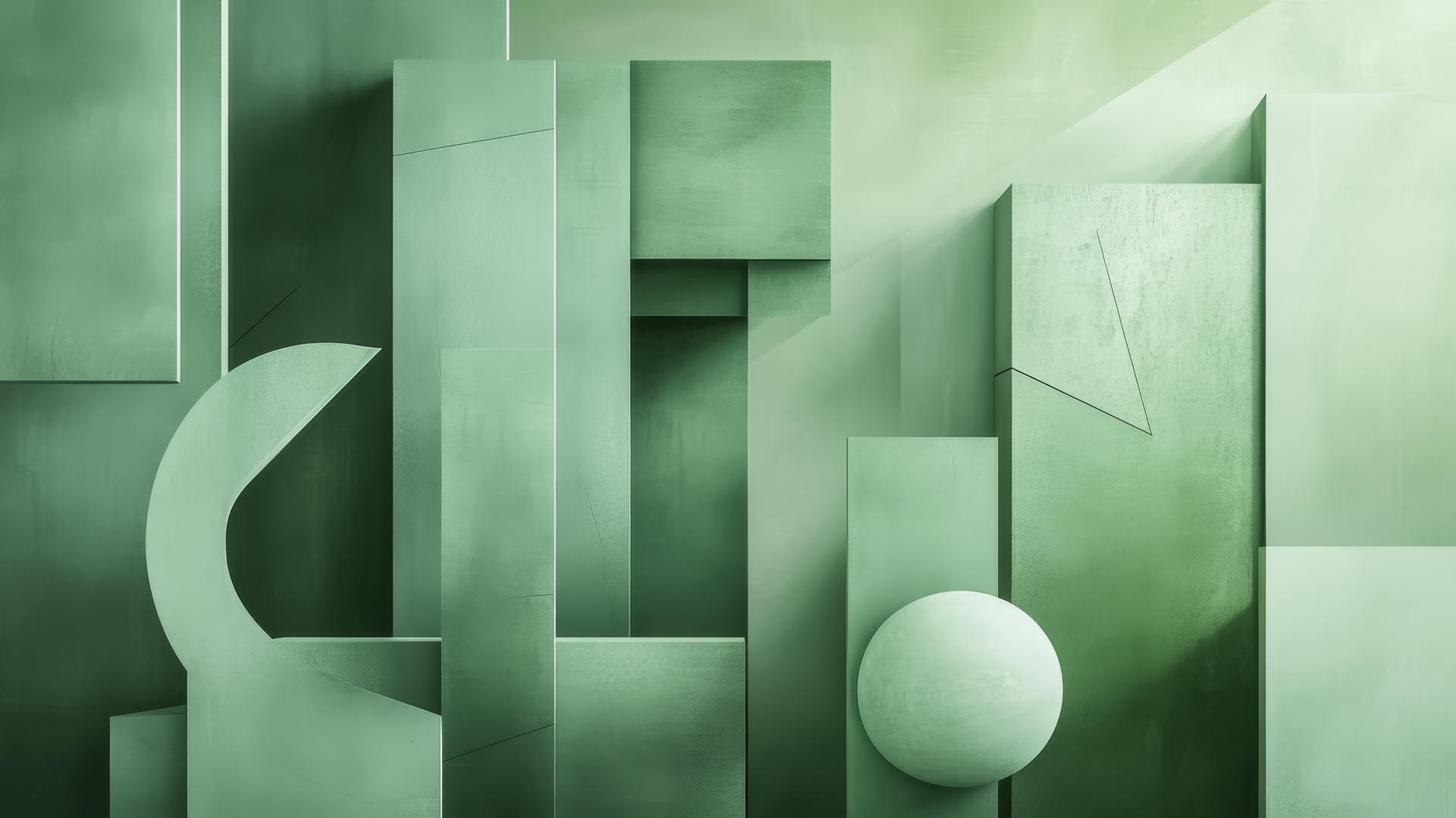 Light green wallpaper with geometric shapes in varying shades
