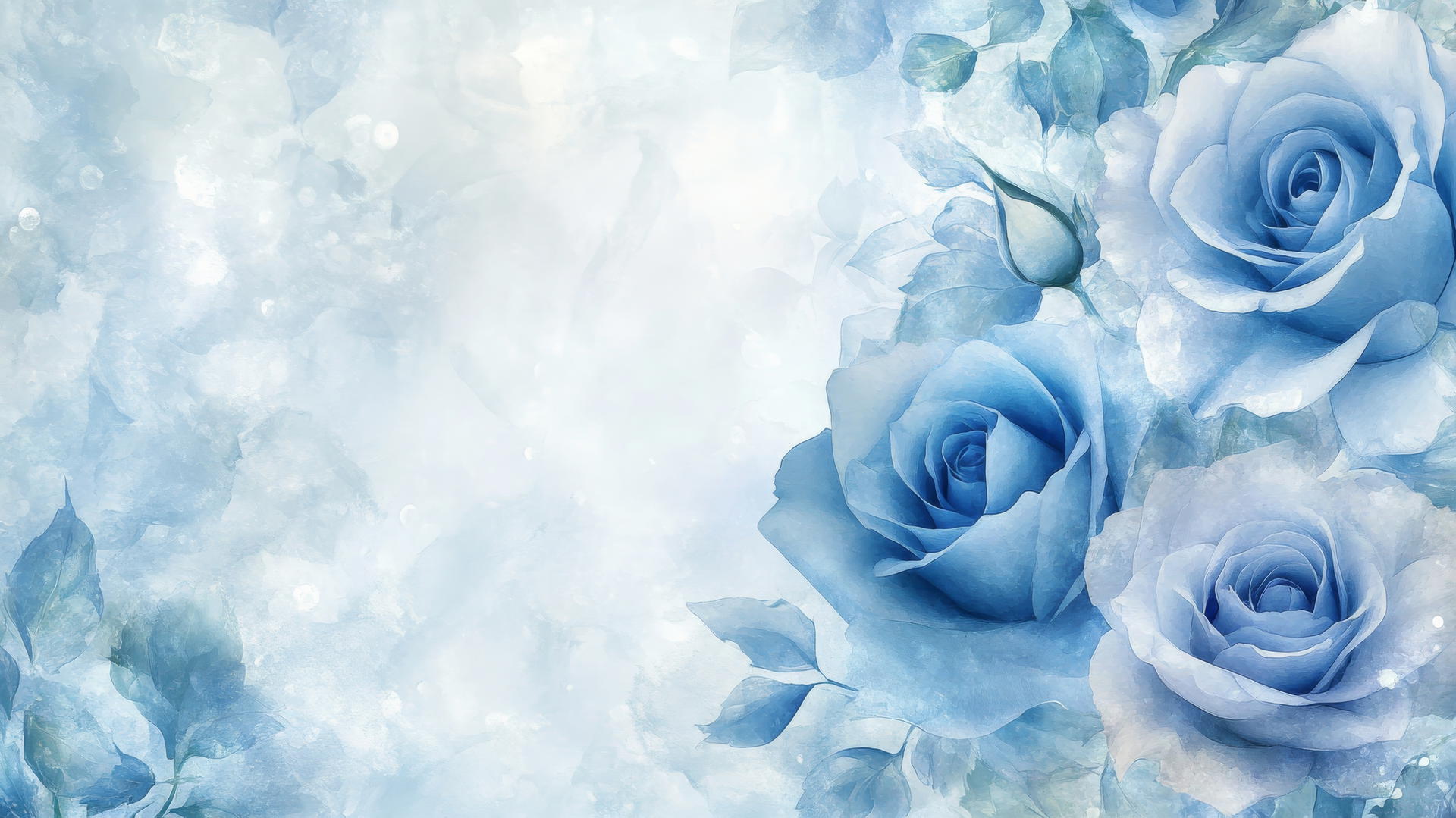 blue floral wallpaper with watercolor blue roses and delicate petals