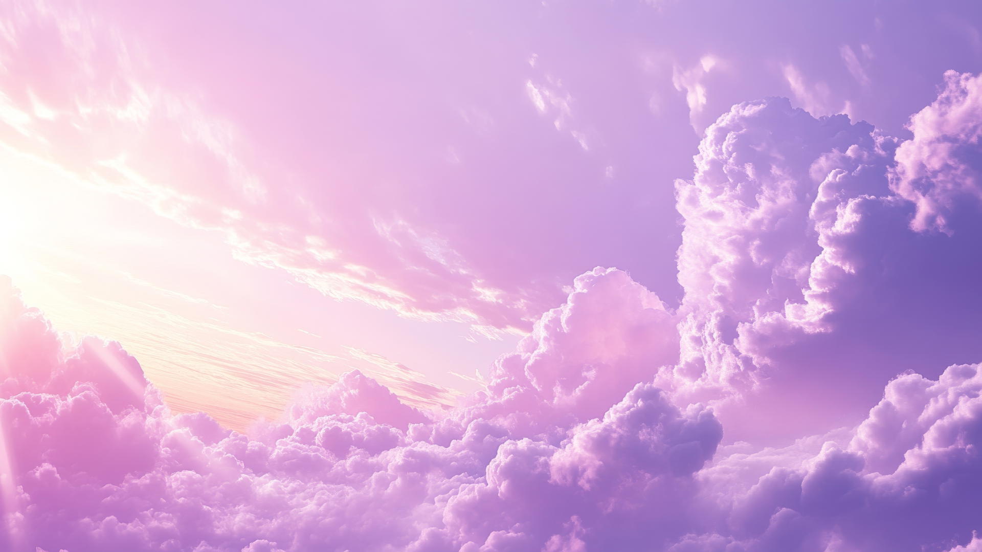 light purple wallpaper with delicate clouds and subtle sunlight