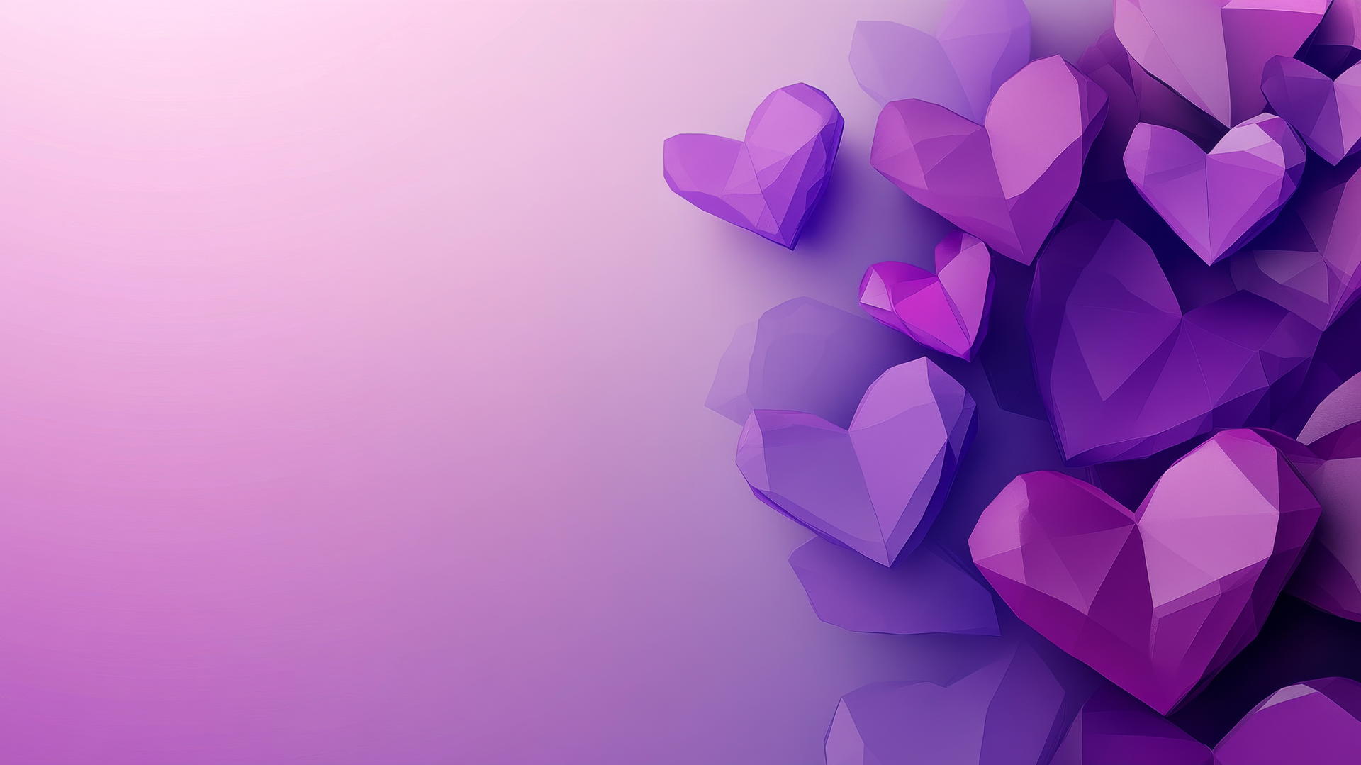 Modern geometric purple heart wallpaper with angular shapes against a gradient background