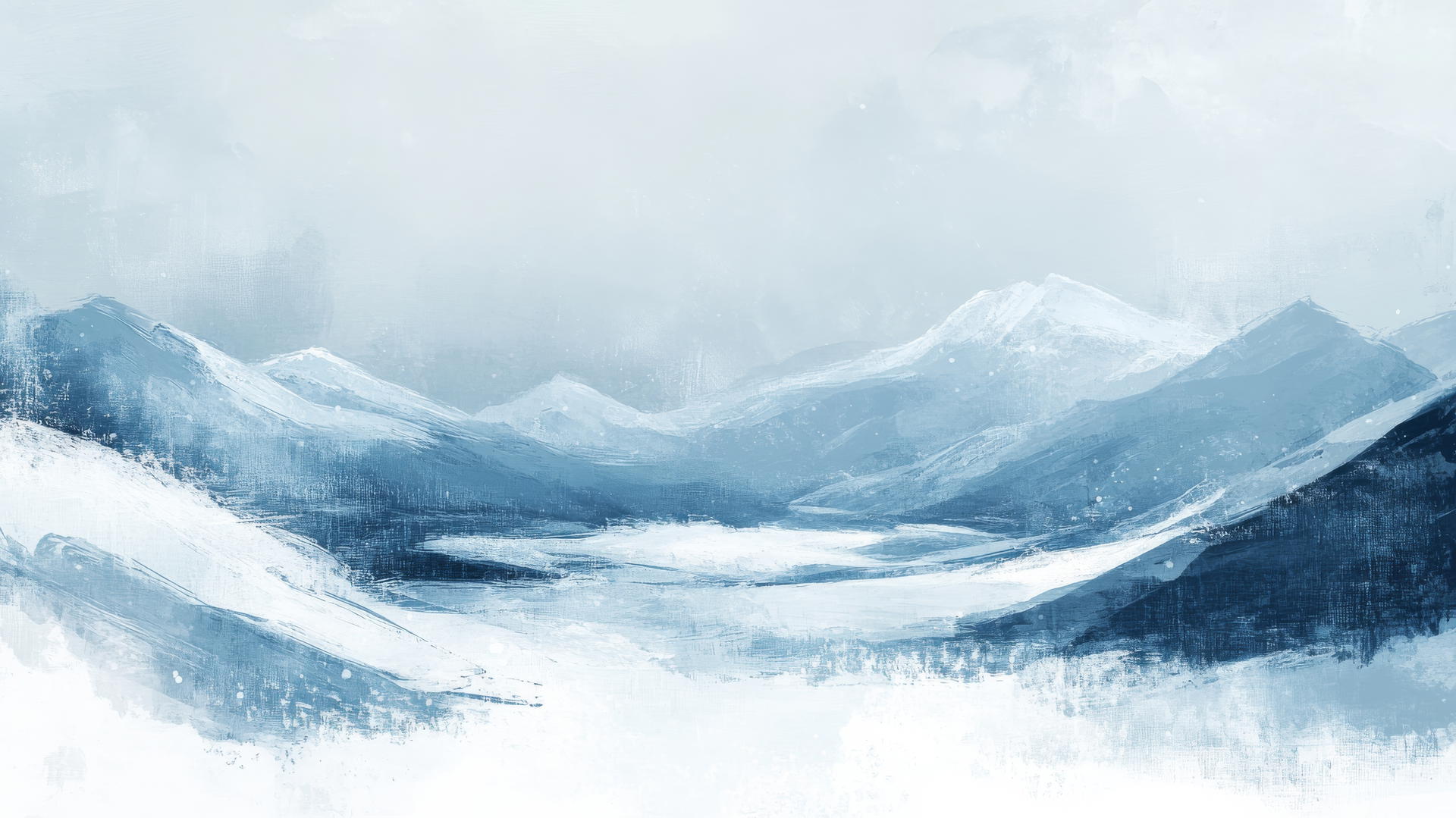 winter wallpaper aesthetic with abstract snowy hills and distant mountains