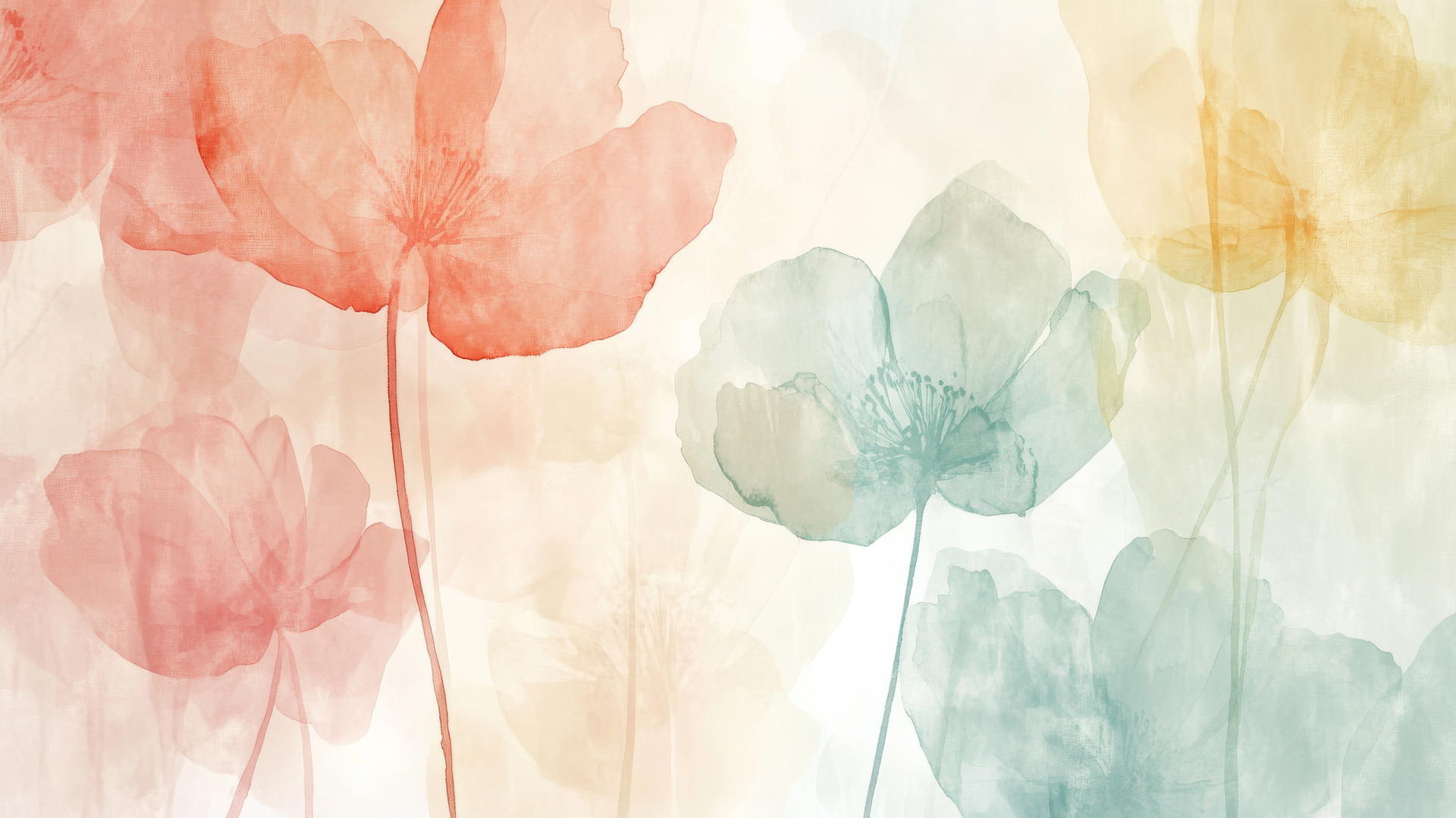 spring flowers wallpaper with pastel floral shapes on a watercolor background