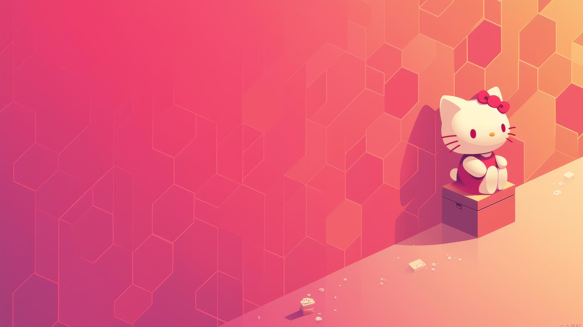 hello kitty wallpaper aesthetic with geometric patterns and pink gradient