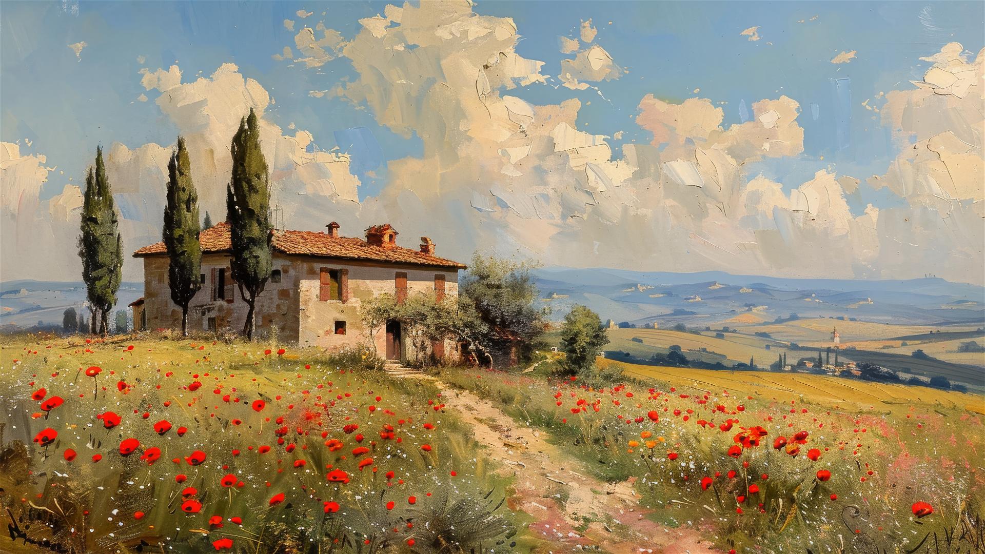 Tuscany landscape in Impressionist style