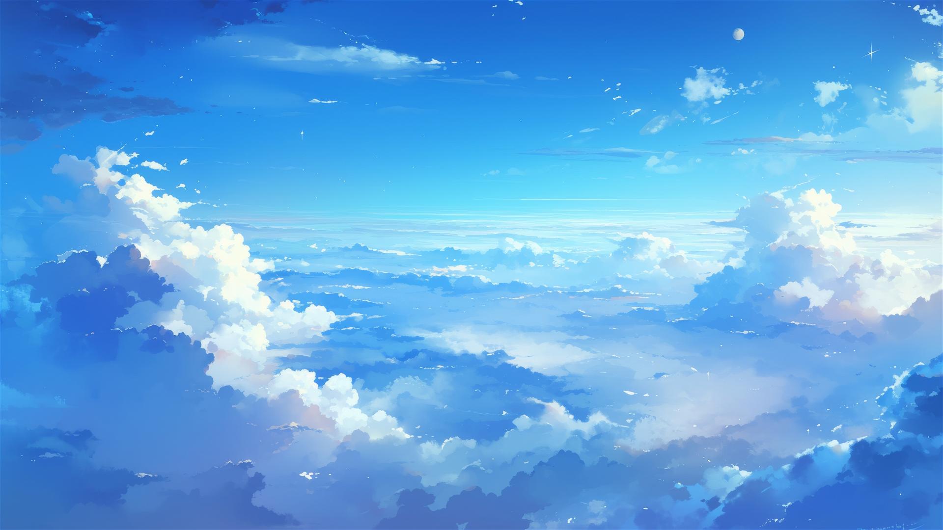 High-altitude clouds under a gentle moonrise