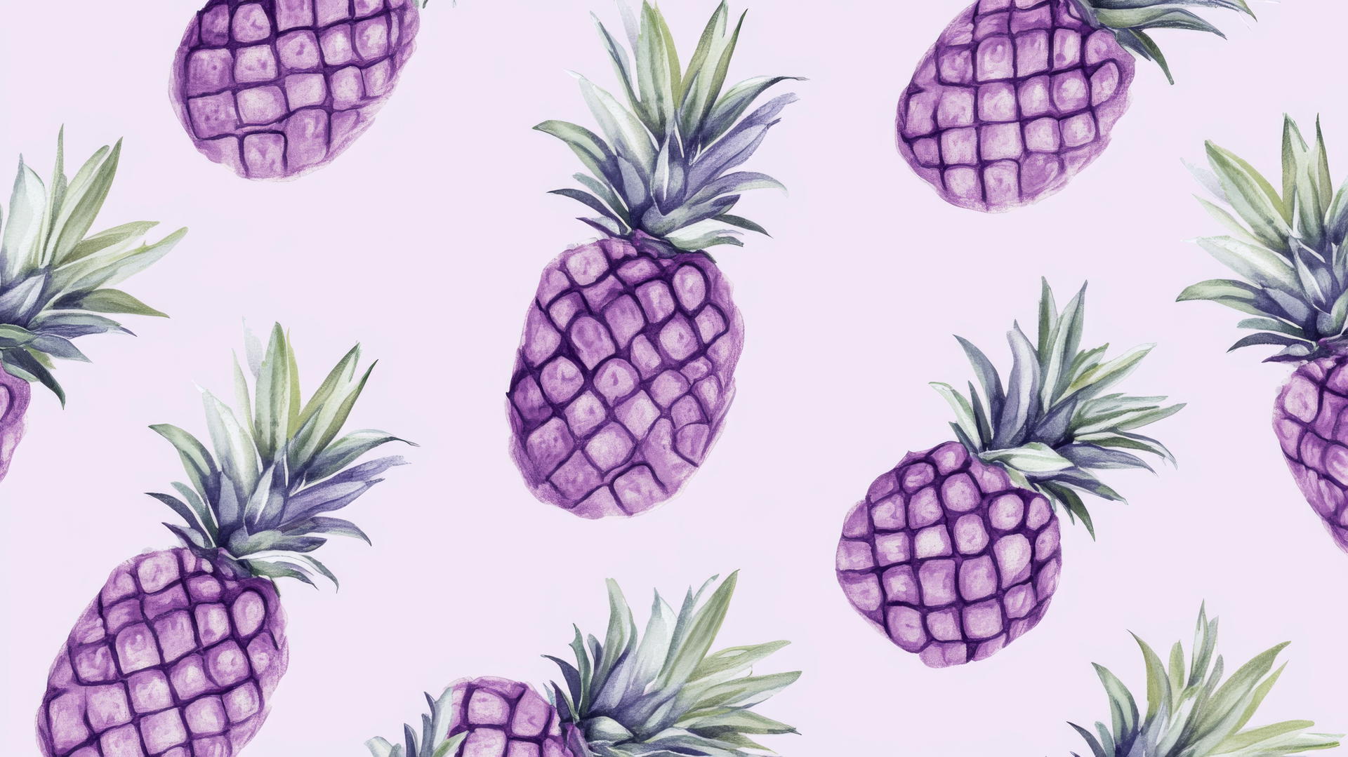preppy purple wallpaper with pastel pineapples and mint green leaves