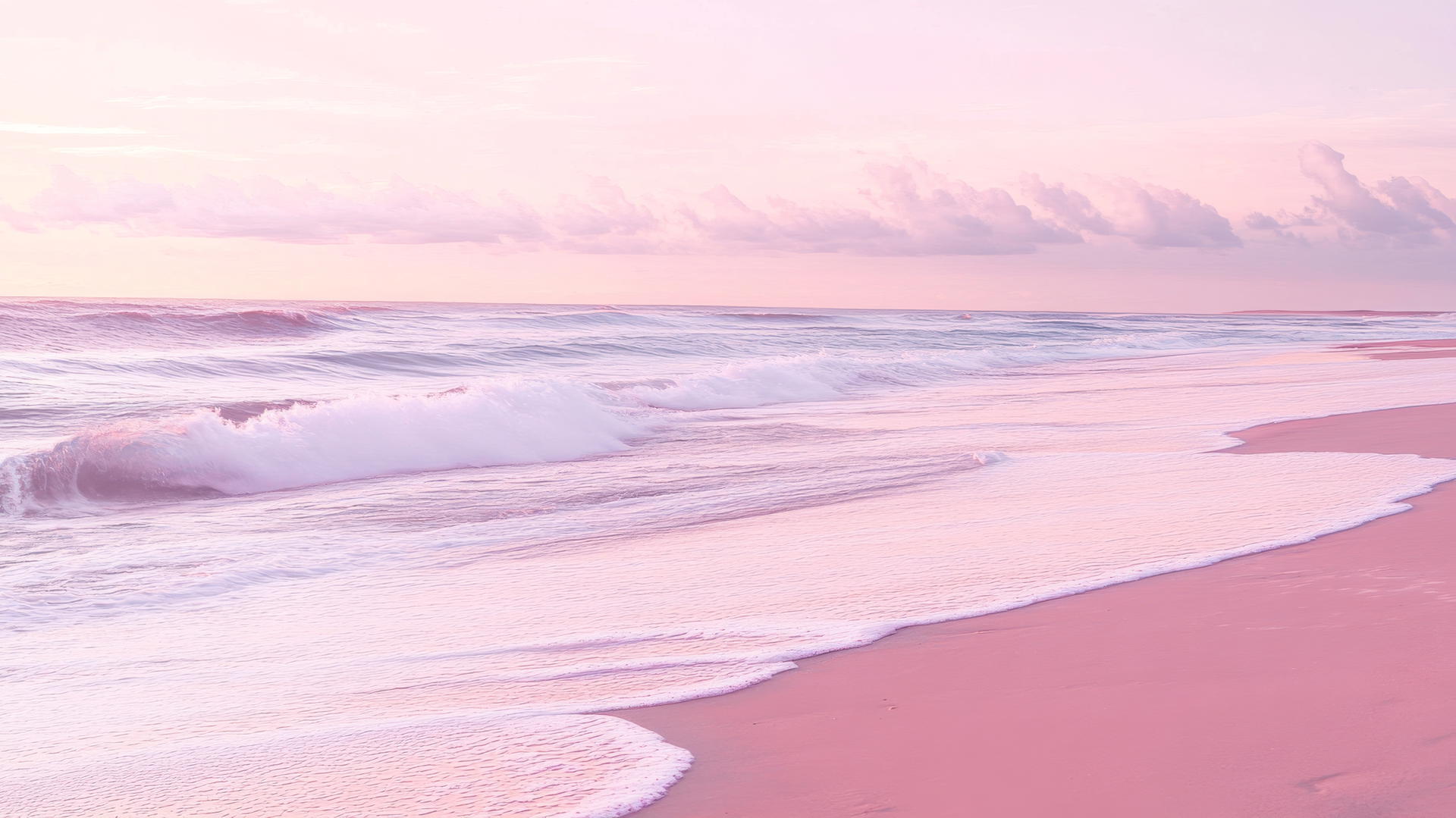 pastel beach wallpaper aesthetic with pink skies and lavender waves