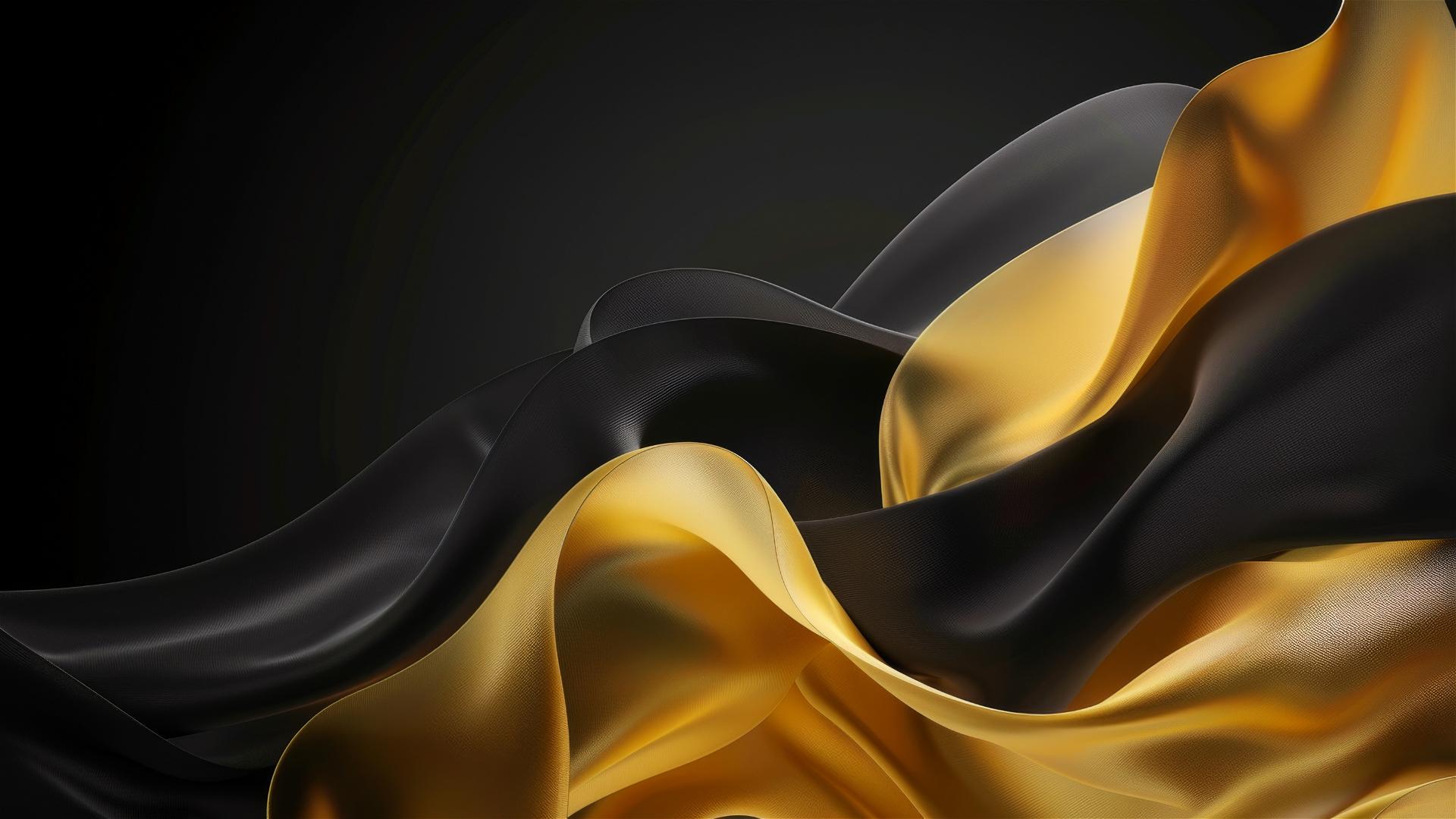 Elegant black mustard flowing shapes on iPhone