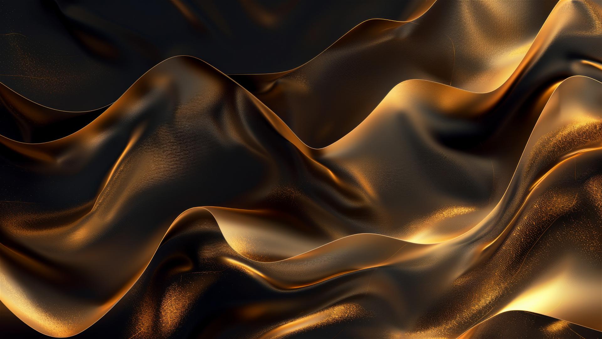 Elegant dark gold shapes flowing on iPhone background