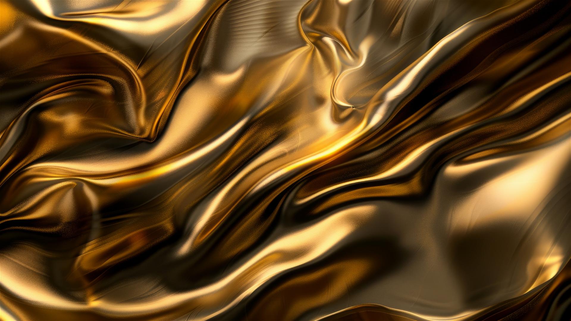 Minimalistic dark gold flowing shapes on iPhone