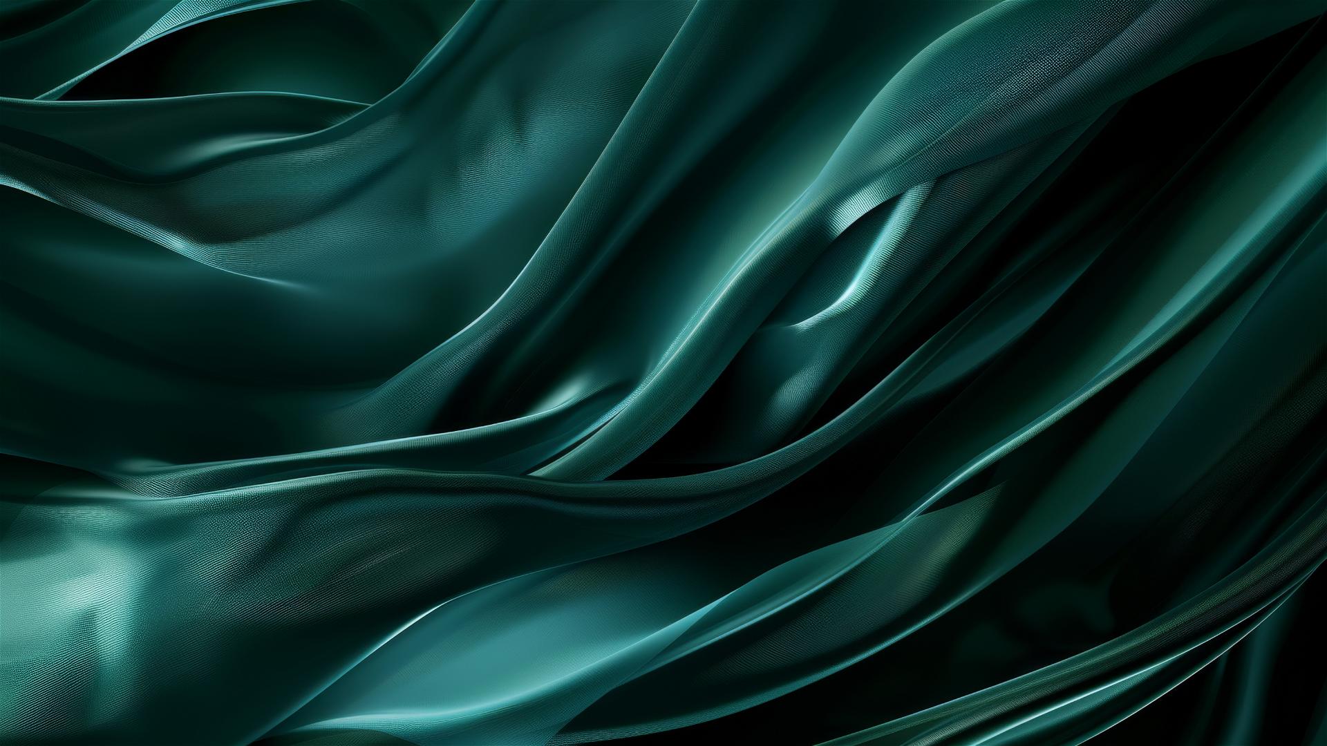 Minimalist dark jade flowing shapes on iPhone background